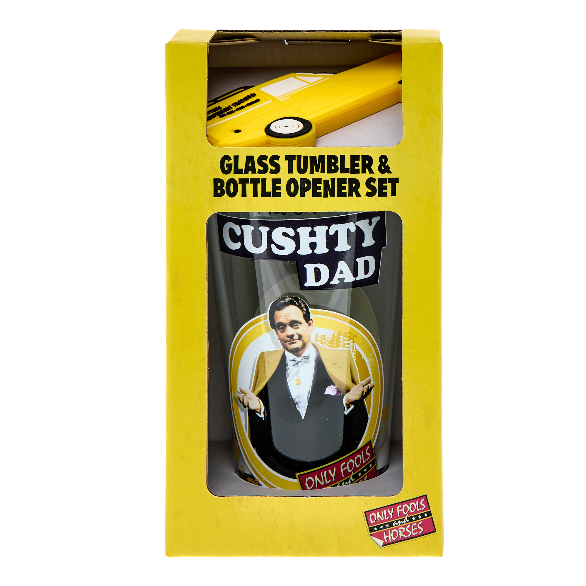 Only Fools & Horses Cushty Dad Glass Tumbler & Bottle Opener