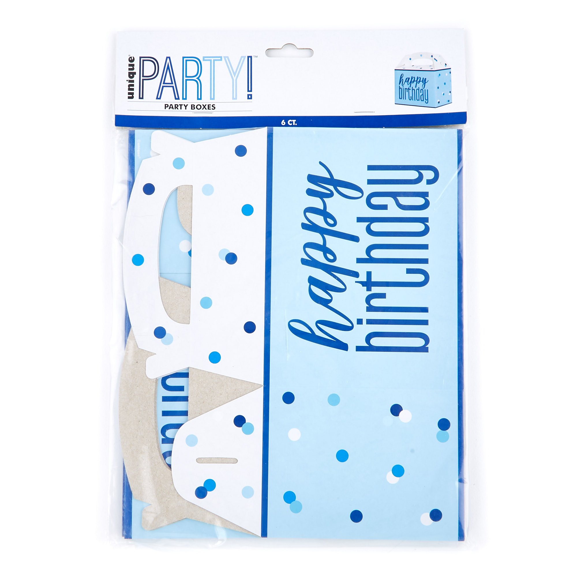 Blue Happy Birthday Party Boxes - Pack Of 6 