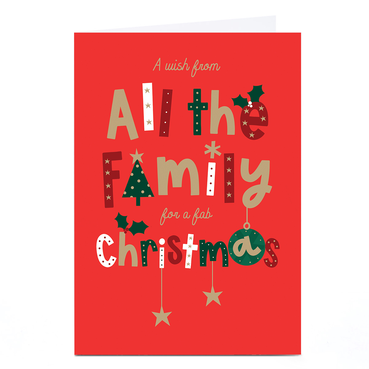 Christmas Card - A Wish From All The Family Festive Lettering