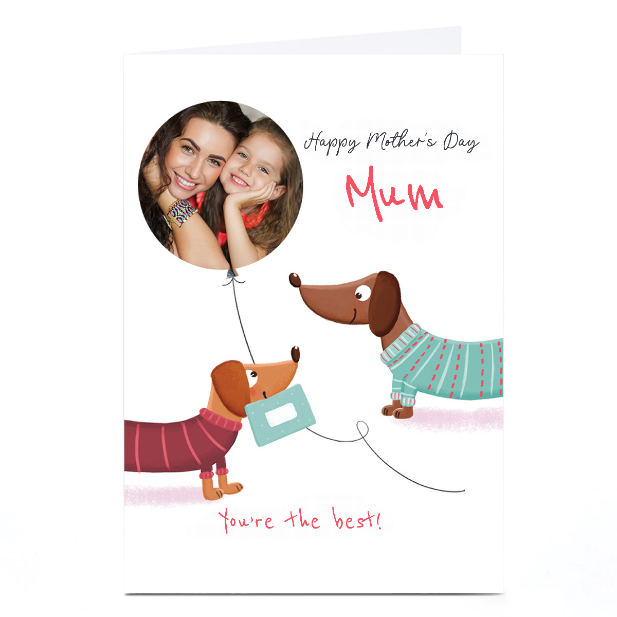 Personalised Mother's Day Card - 2 Dogs with frame Balloon