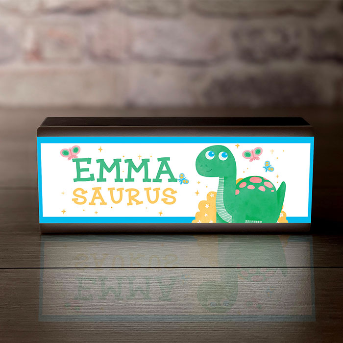 Personalised Room Sign Light Box Dinosaur