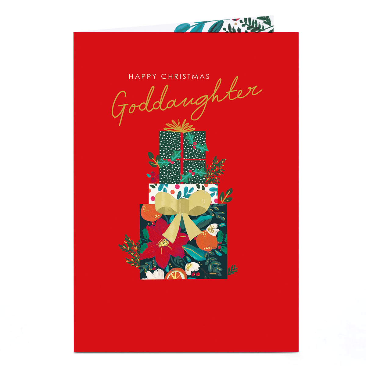 Christmas Card - Pile of Presents, Goddaughter