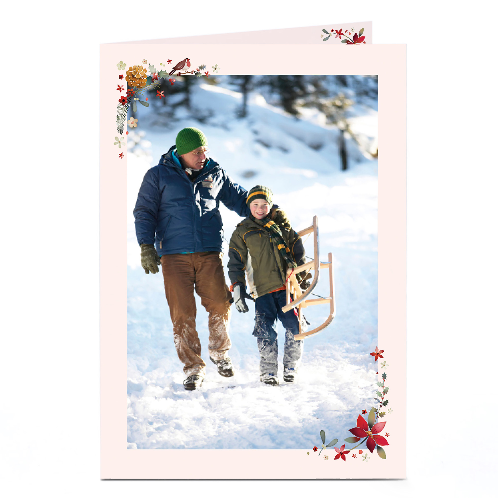 Photo Christmas Card - Winter Florals