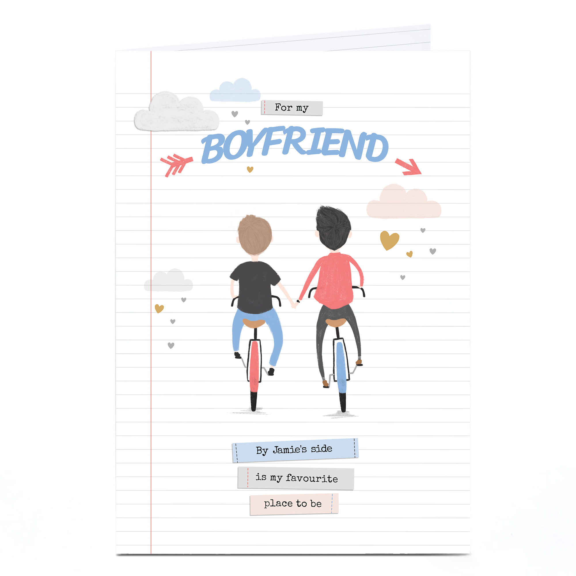Personalised Valentine's Card - For My Boyfriend, Bicycles