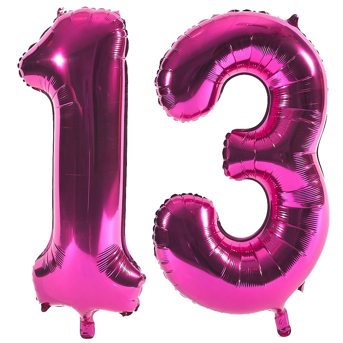 Age 13 Giant Foil Helium Numeral Balloons - Pink (deflated)