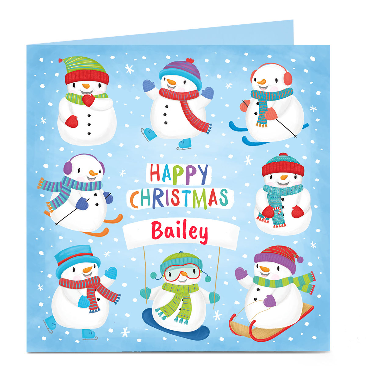 Personalised Christmas Card - Happy Christmas Snowmen