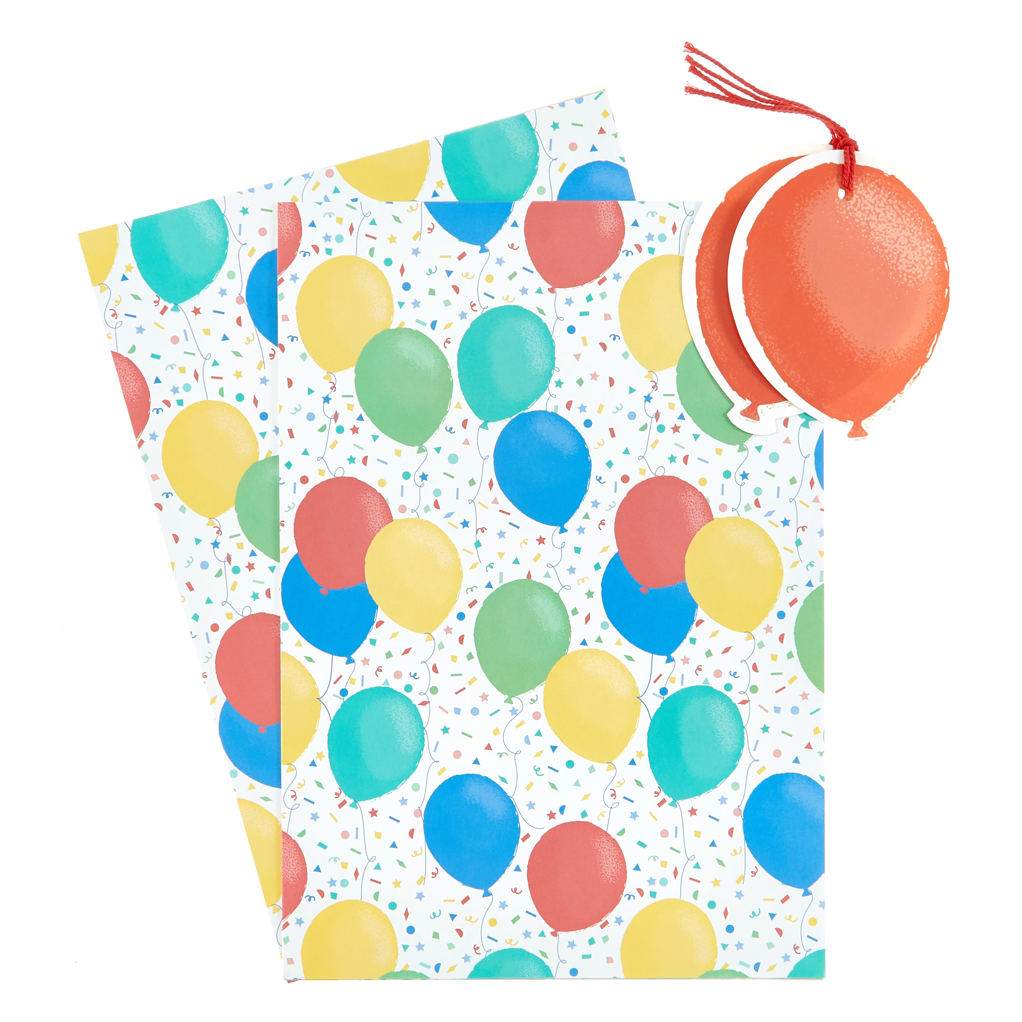 Gift Wrap Pack 2 Sheets  2  Gift Tags  Balloons 