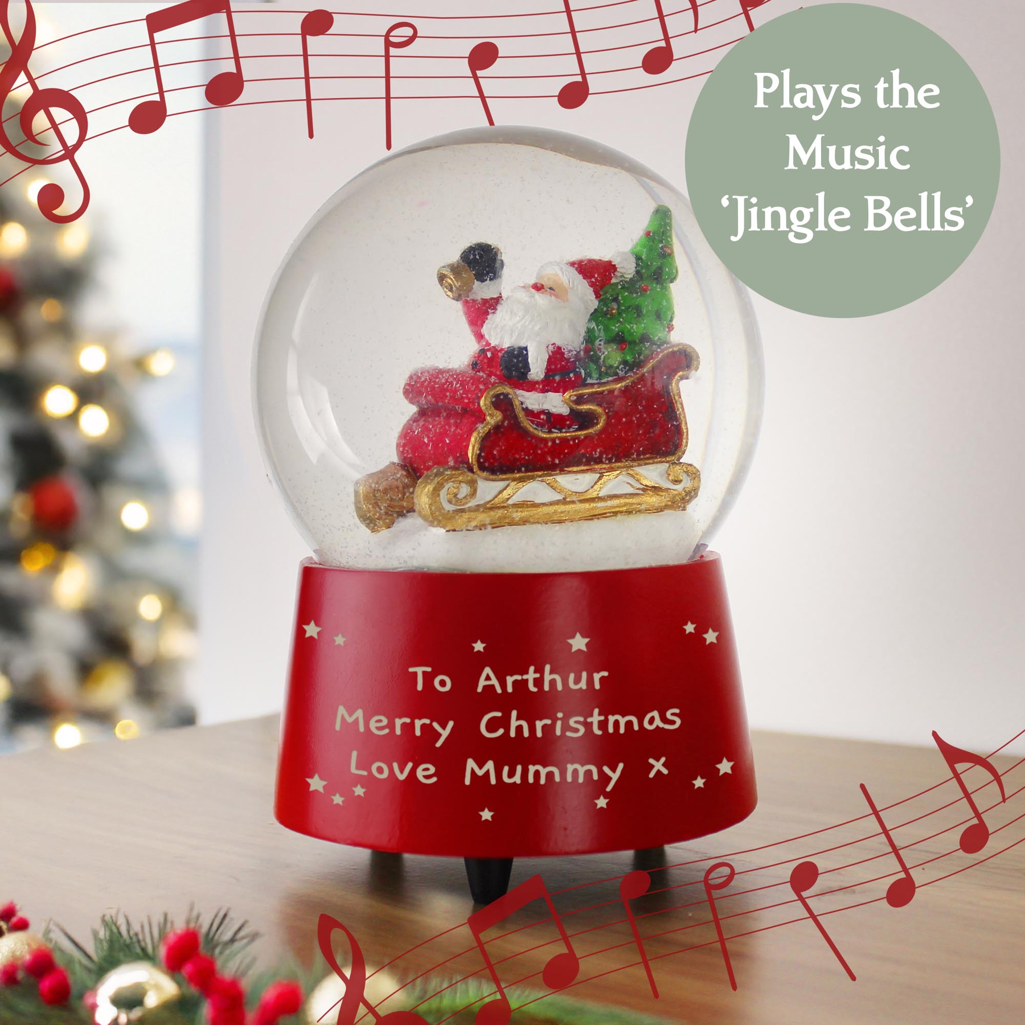 Personalised Message Musical Santa Globe,  Personalised Message Musical Santa Globe