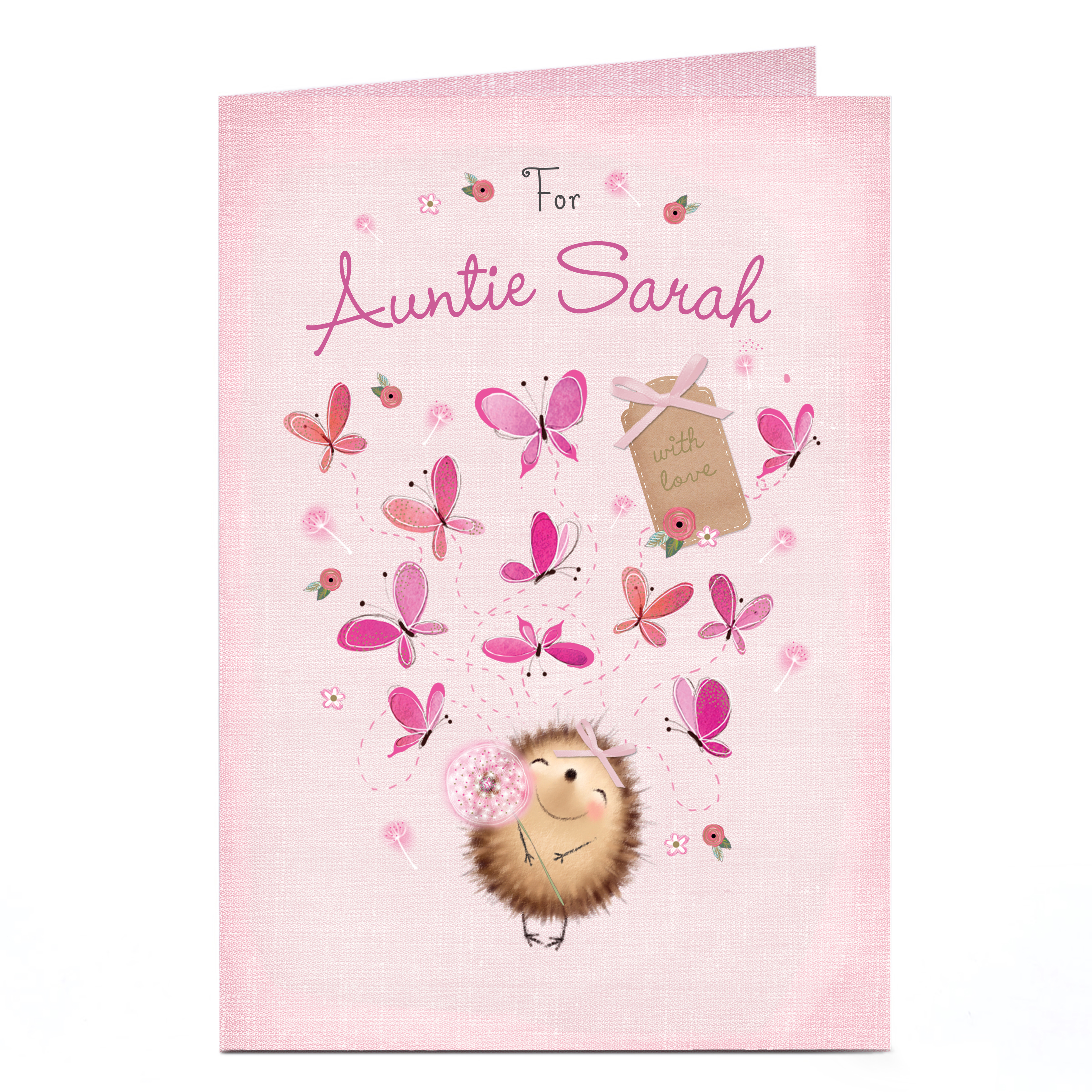 Personalised Card - Hedgehog & Butterflies