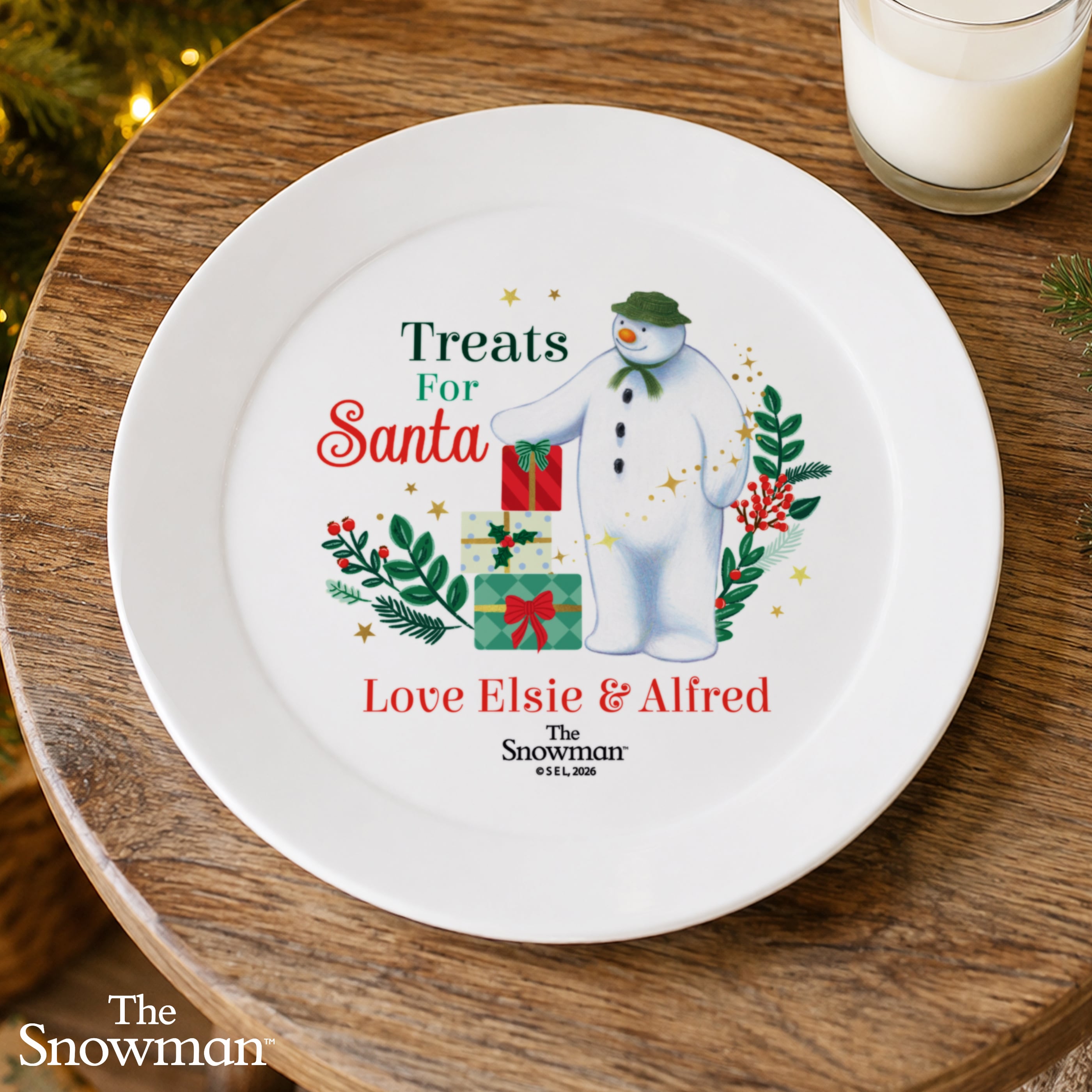 Personalised The Snowman Treats For Santa Plastic Plate