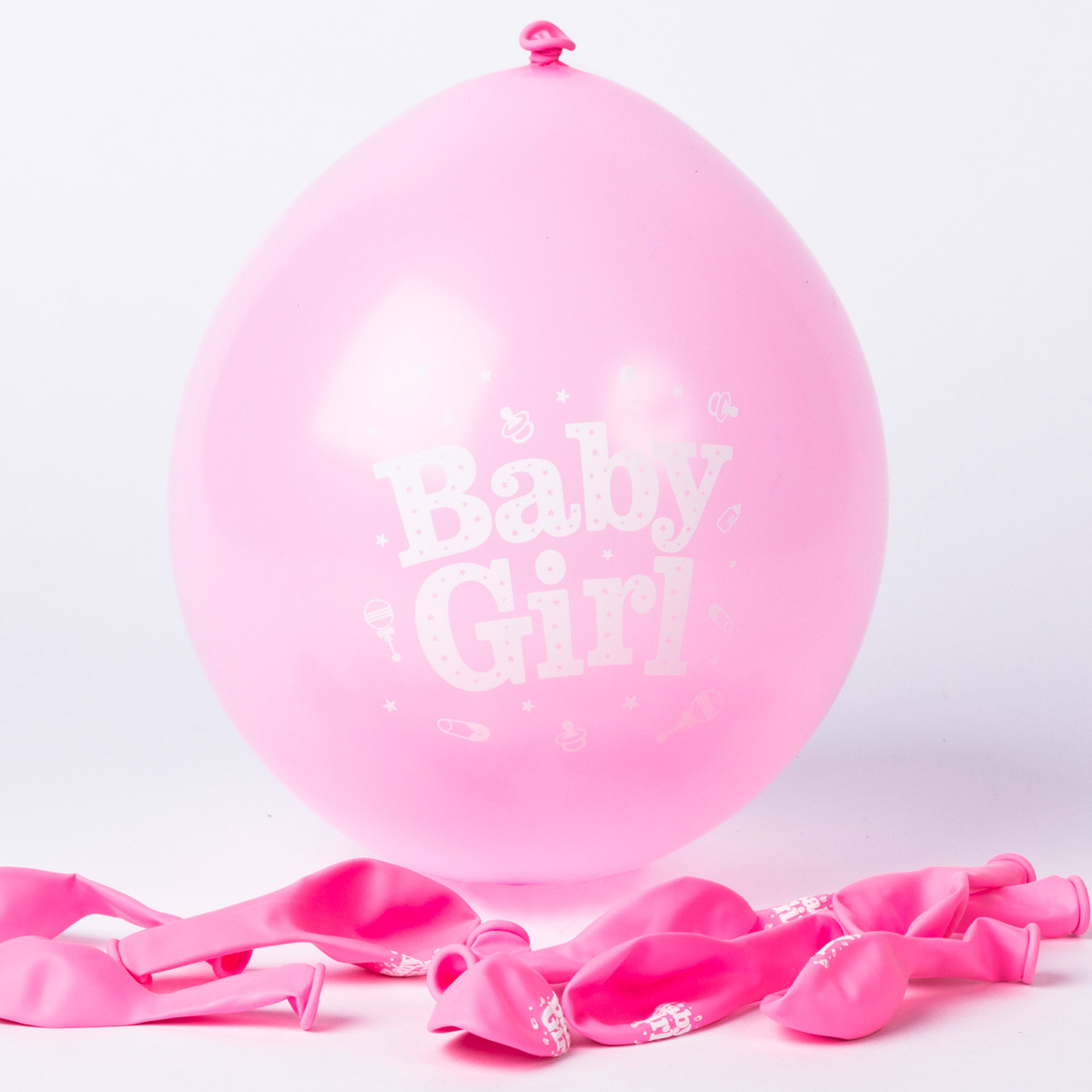 Pink Baby Girl Small Latex Balloons, Pack Of 10
