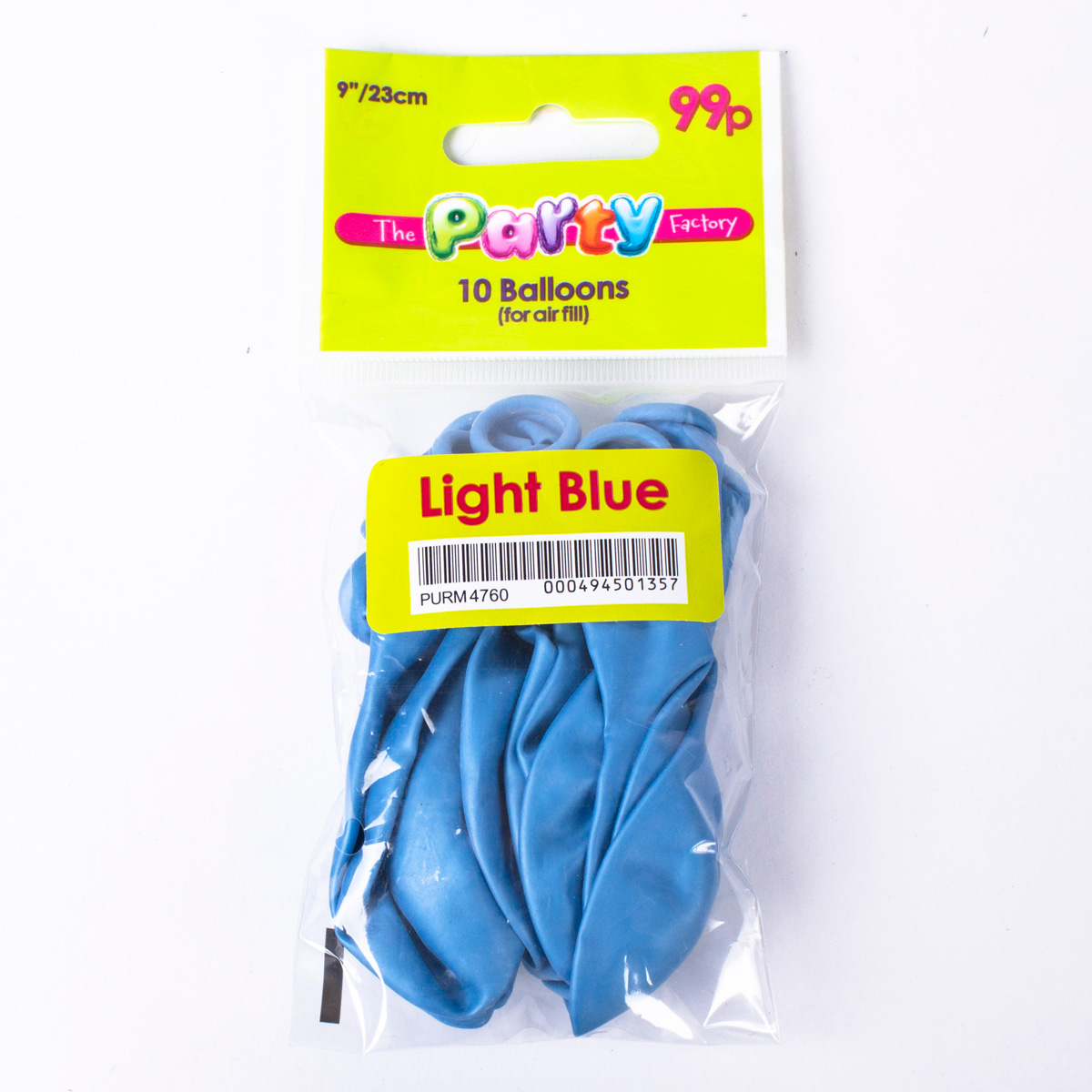 Light Blue Small Air-fill Latex Balloons - Pack Of 10