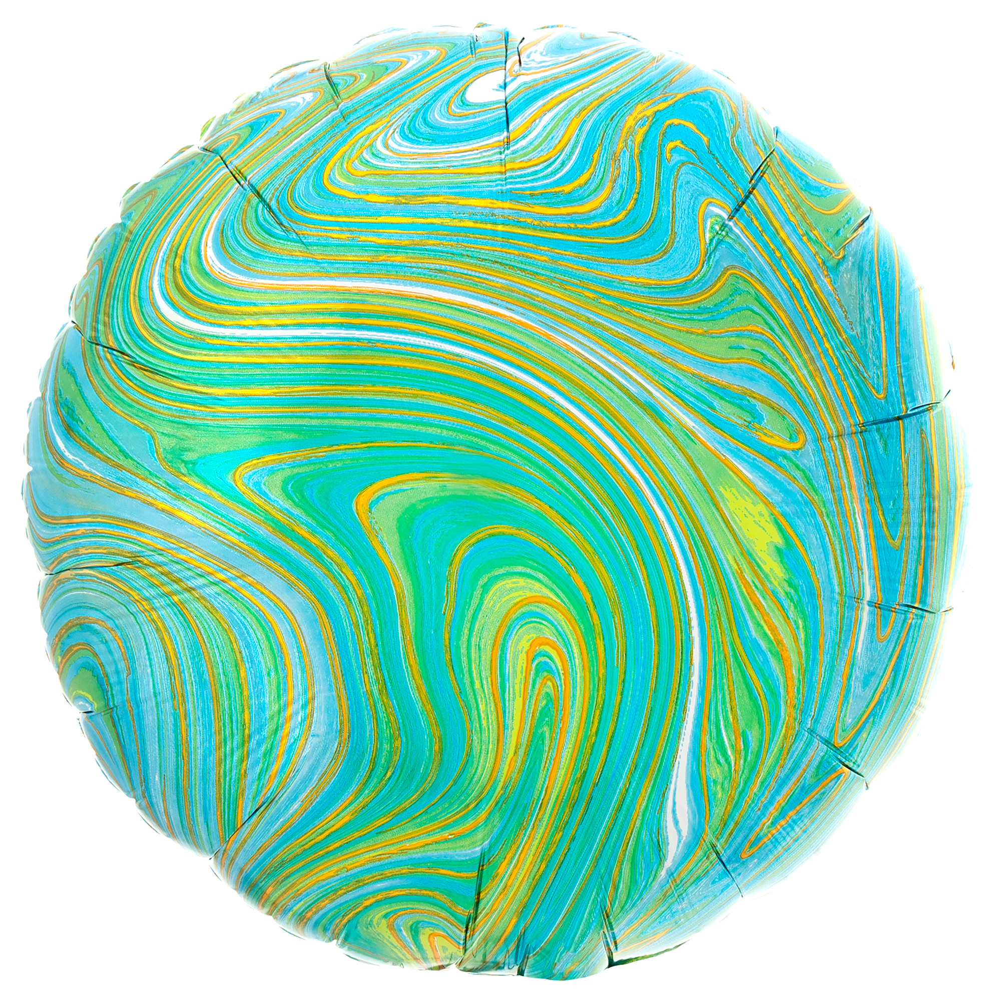 Blue & Green Marble-Effect 17-Inch Round Foil Helium Balloon