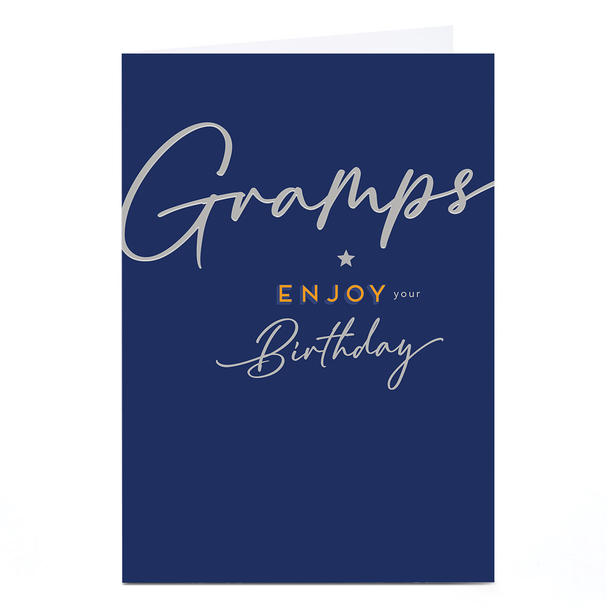 Birthday Card - Navy and Silver Star, Gramps