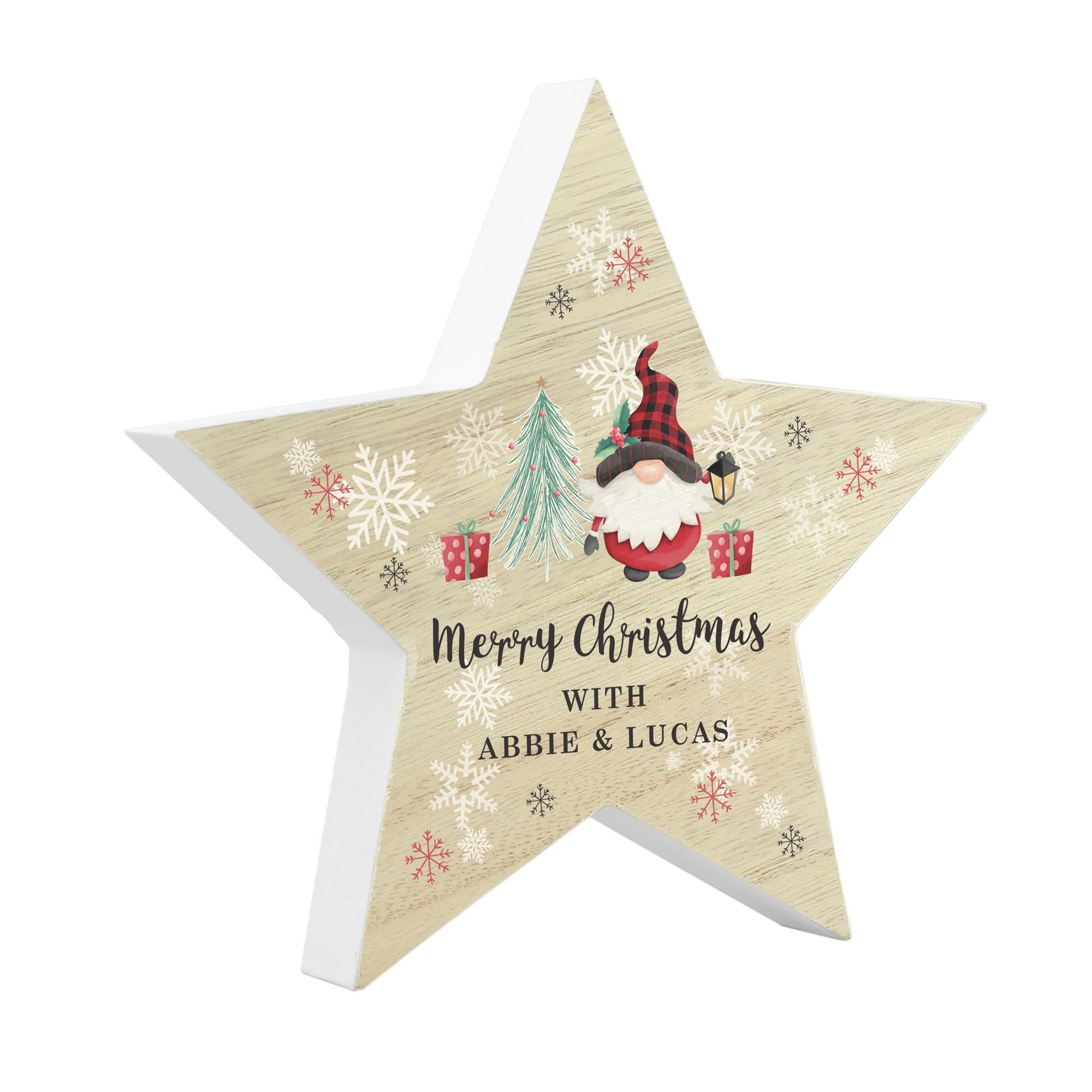 Image of Personalised Gonk Christmas Wooden Star Ornament | Christmas Gifts