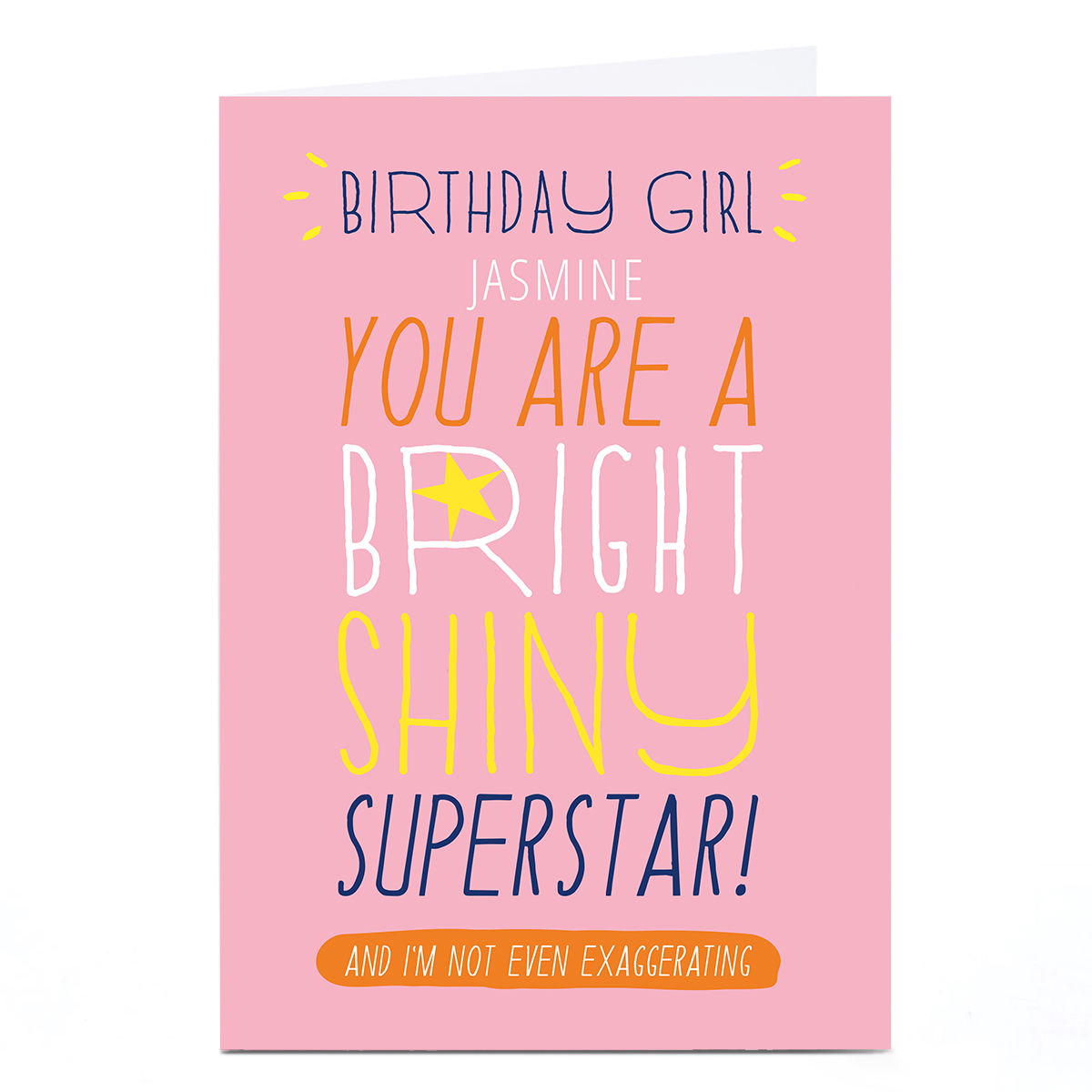 Personalised Smiley Happy People Card - Bright Shiny Superstar