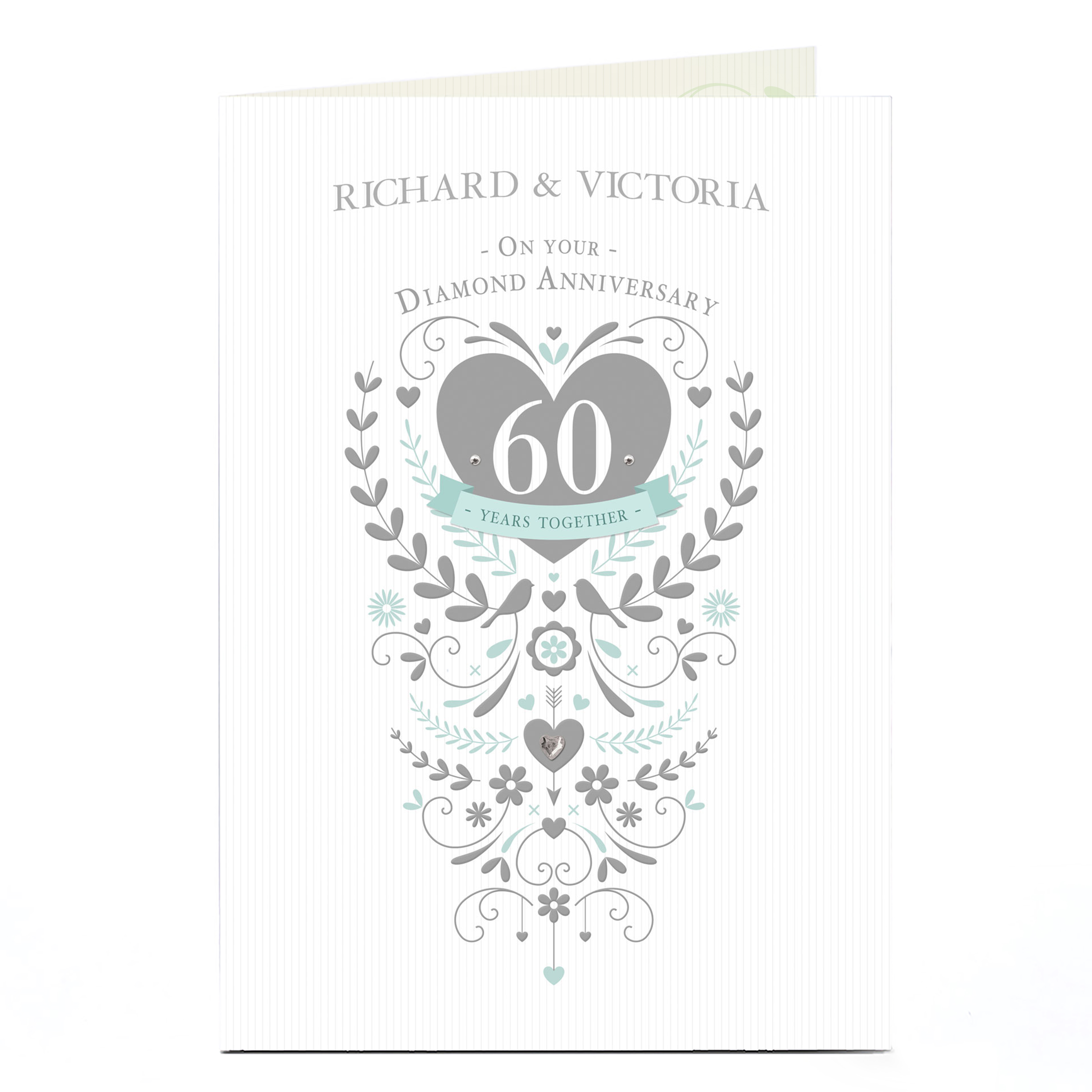 Personalised 60th Anniversary Card - Silver Heart