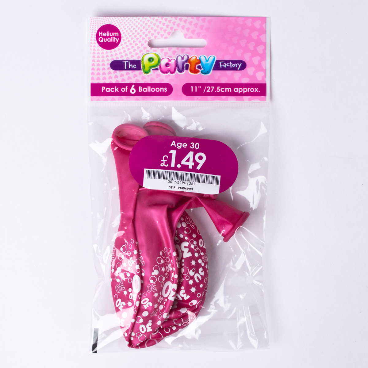 Metallic Pink Circles 30th Birthday Latex Balloons - Pack Of 6