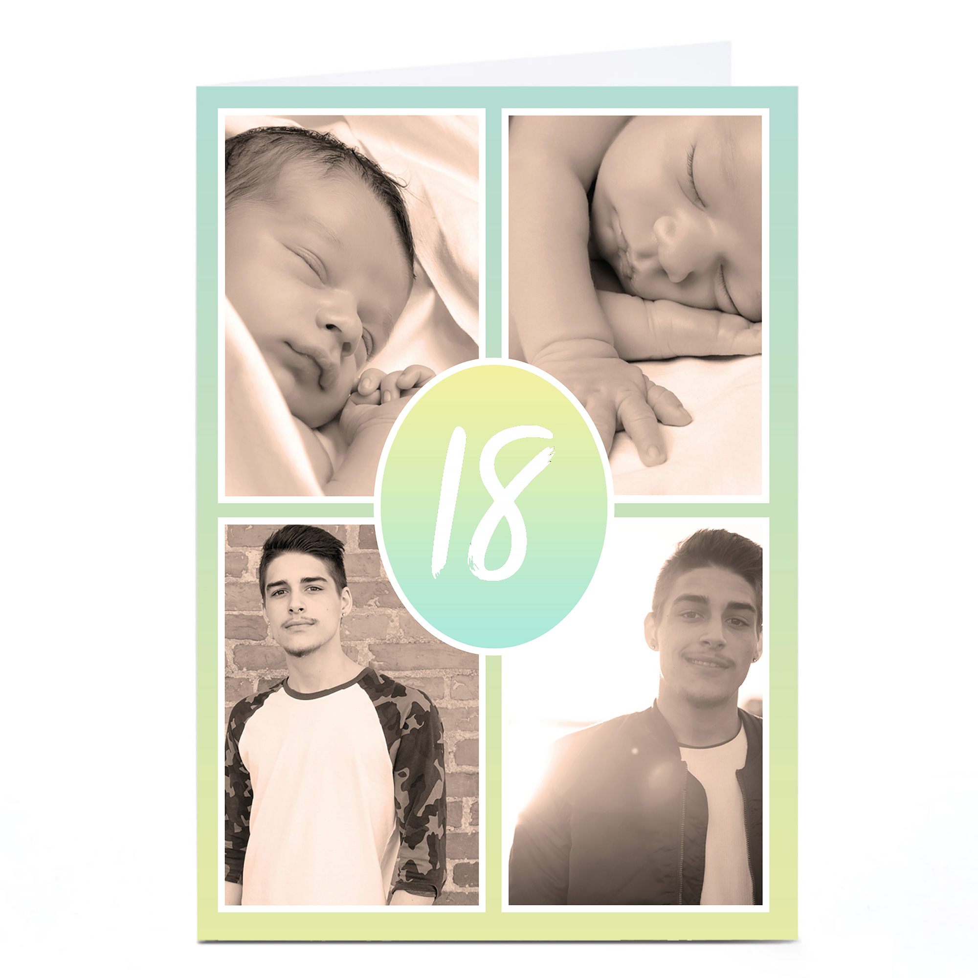 Personalised 18th Photo Card - Pastel Gradient, Editable Age