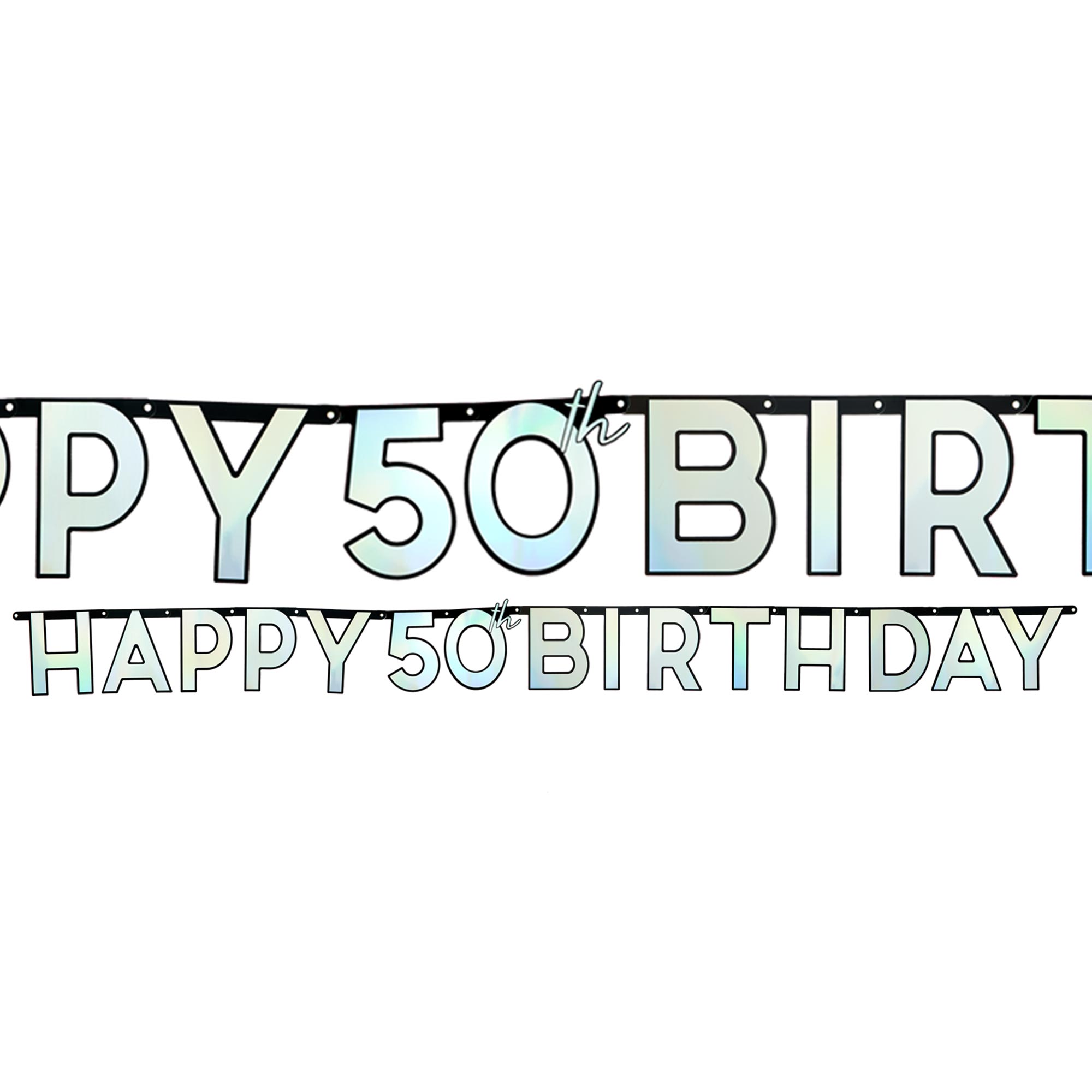 Black & Silver 50th Birthday Letter Banner