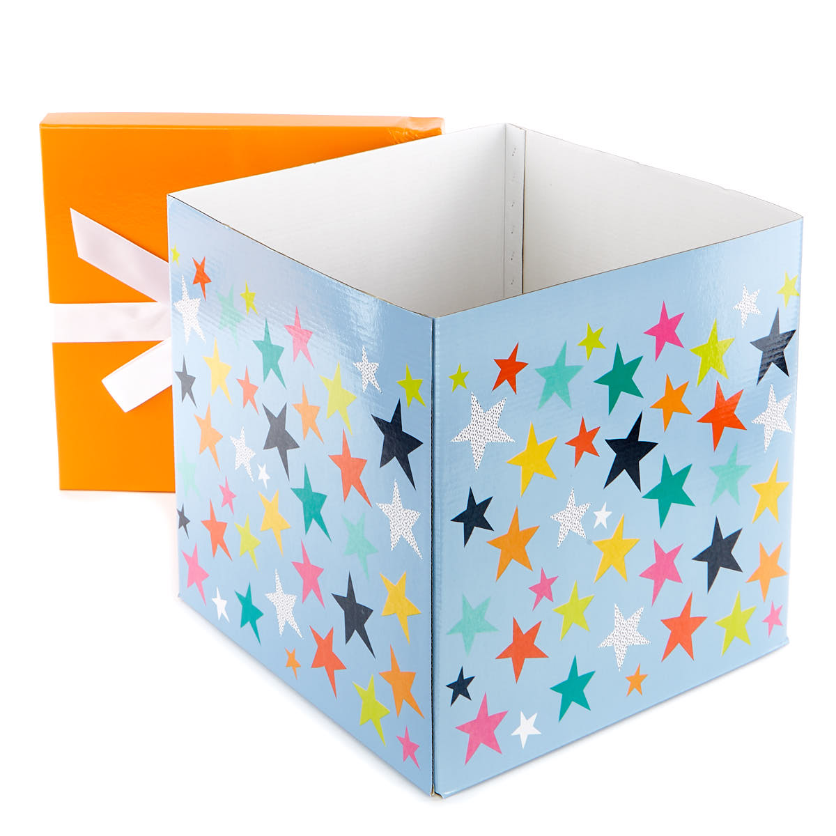 Jumbo Flat-Pack Gift Box - Orange & Blue Stars