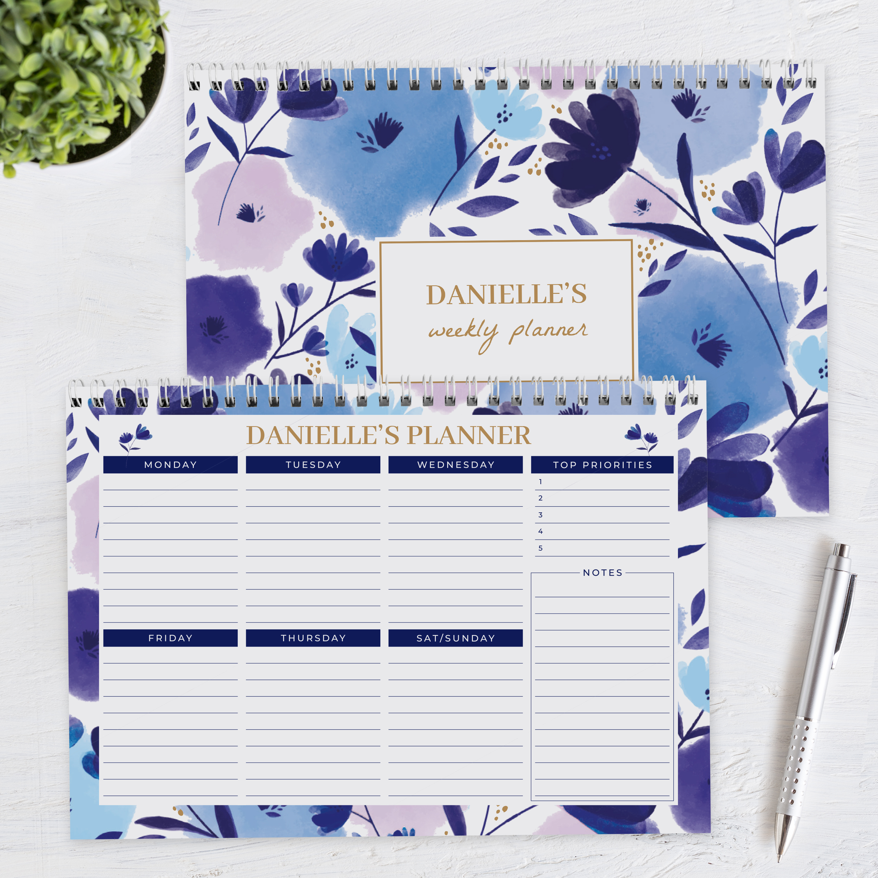 Personalised Floral A4 Weekly Planner