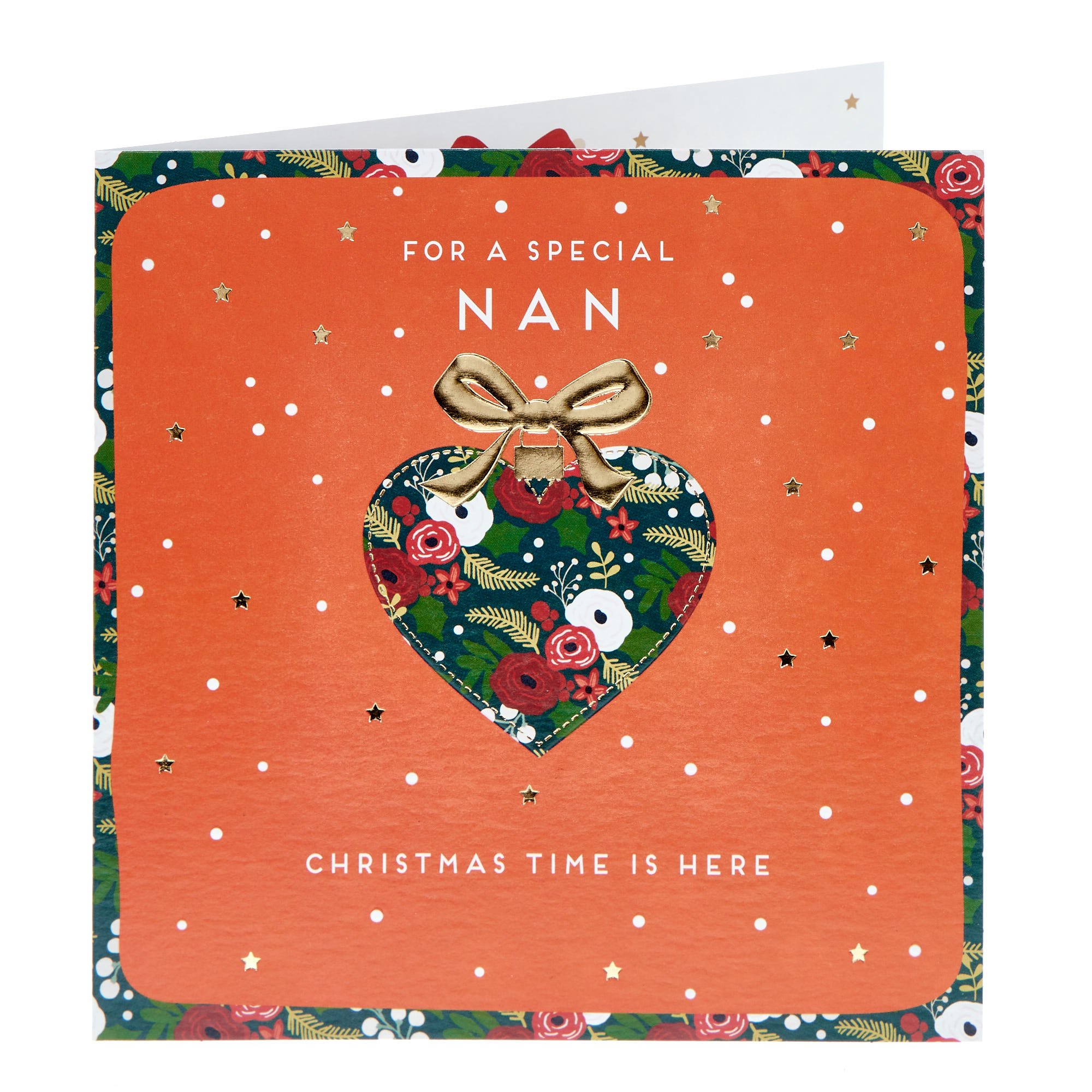 Nan Floral Heart Christmas Card