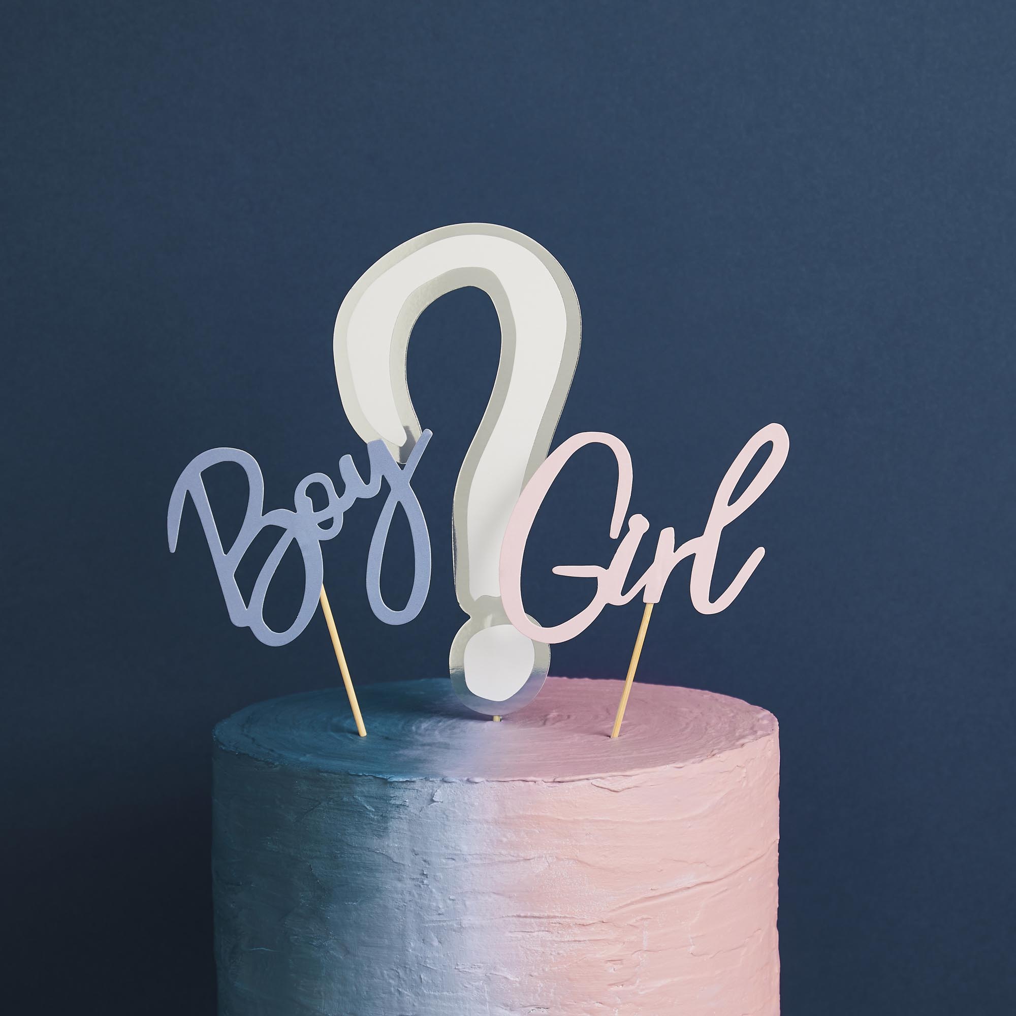 Gender Reveal Card Cake Topper Set