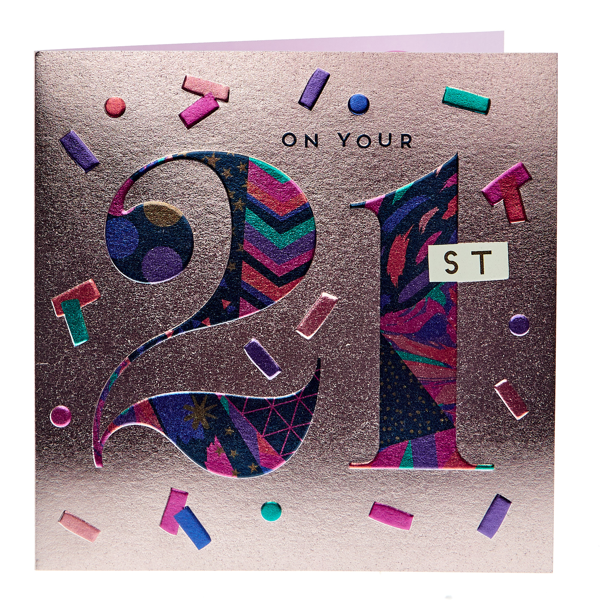 Boutique 21st Birthday Card - Pink & Purple
