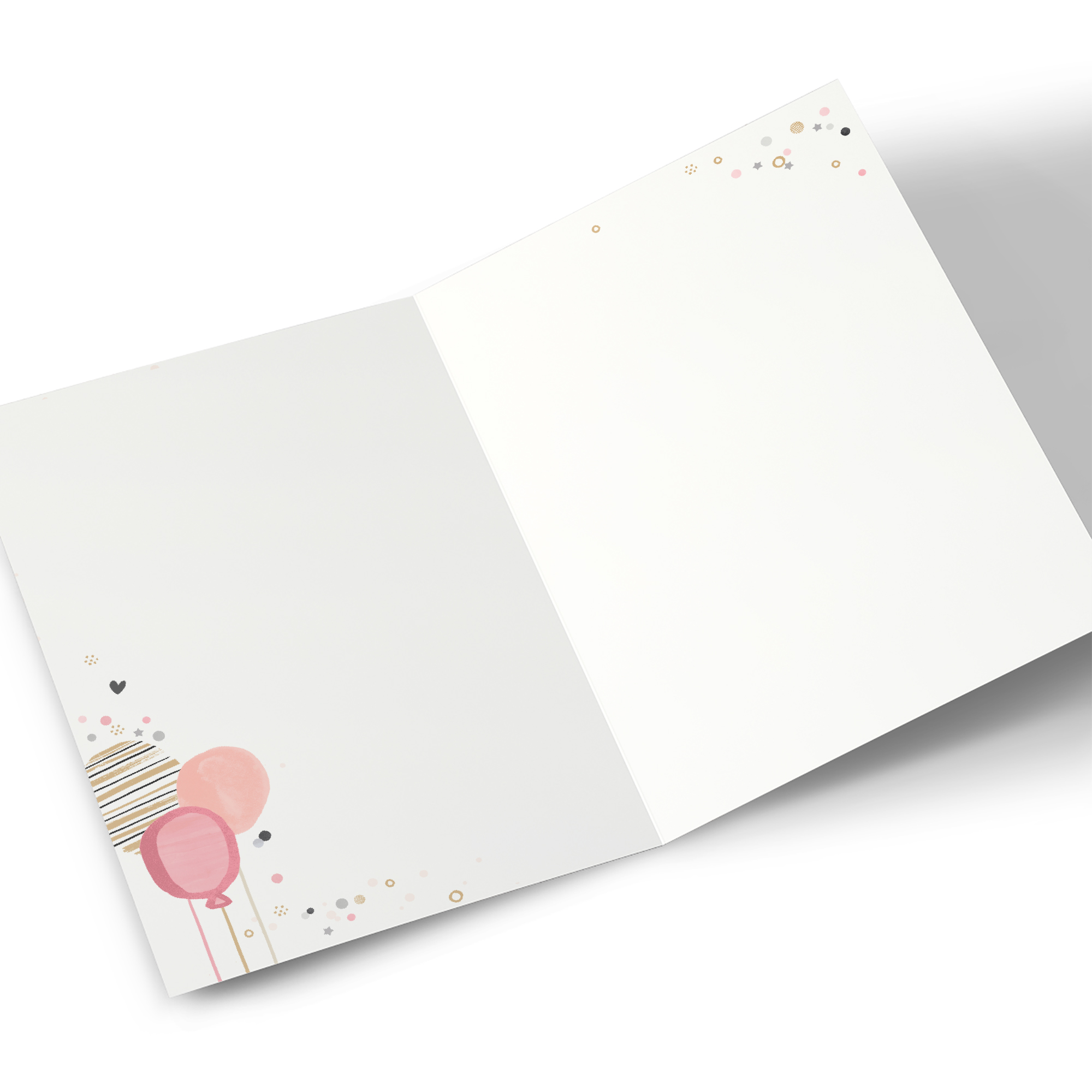 Photo Birthday Card - Pink and Gold Birthday, 4 Photos