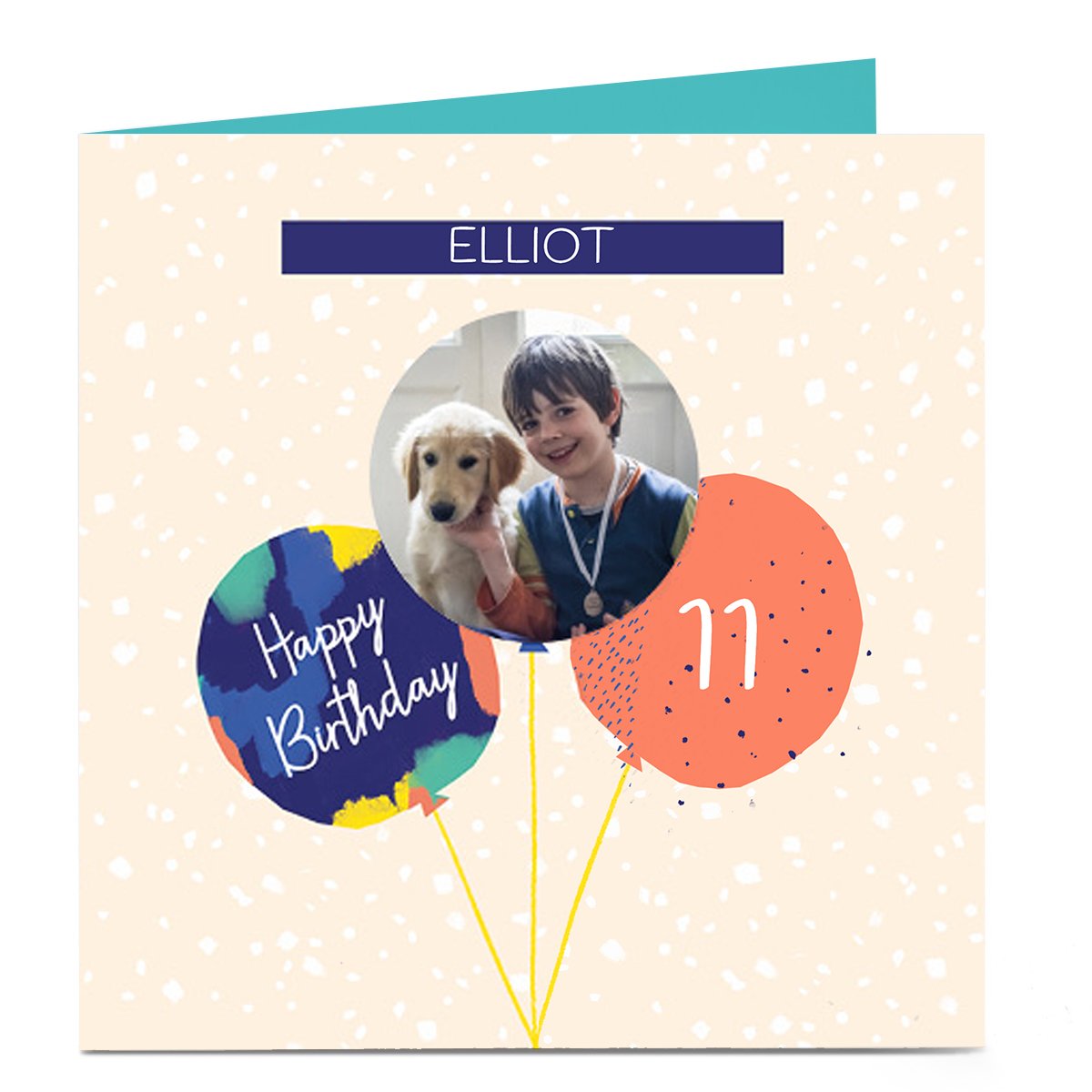 Photo Birthday Card - Three Balloons, Editable Age