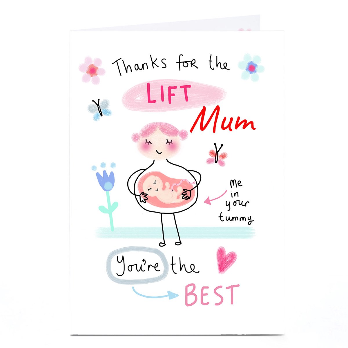 Personalised Lindsay Loves To Draw Mother's Day Card - Thanks For The Lift