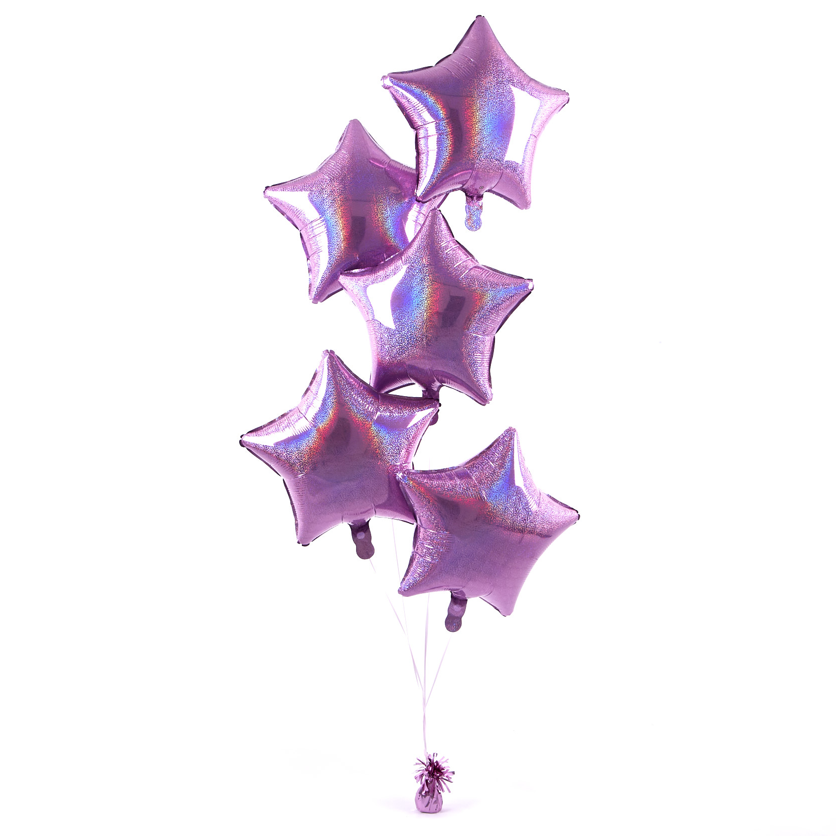 5 Baby Pink Stars Balloon Bouquet - DELIVERED INFLATED!