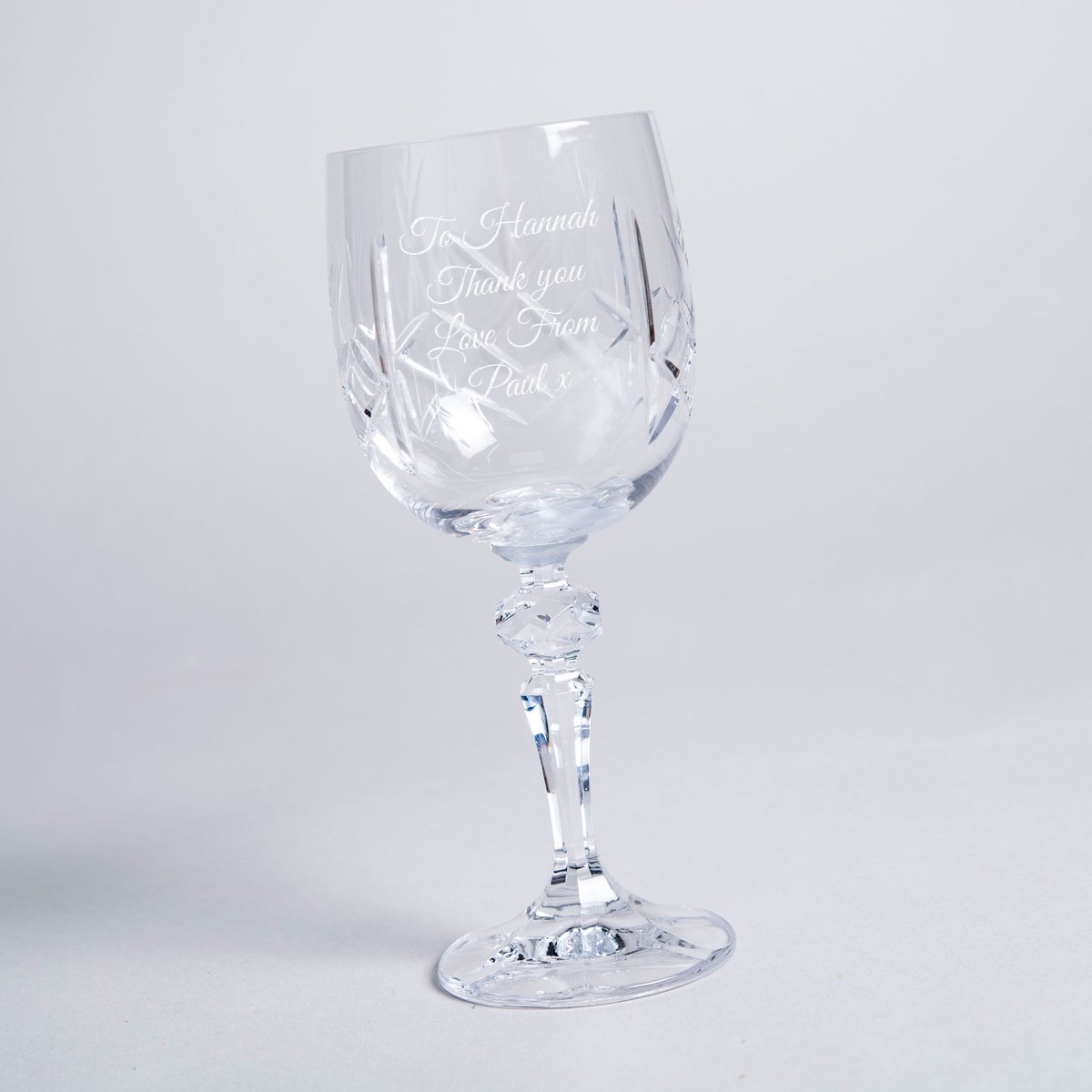 Personalised Cut Crystal Wine Glass - Message