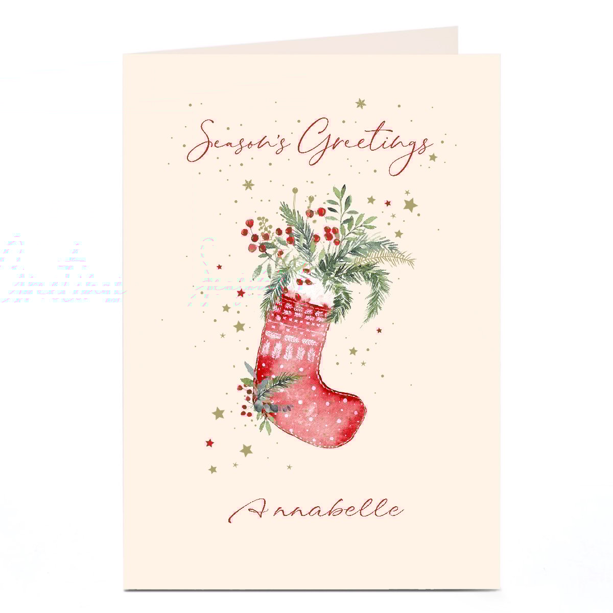 Personalised Christmas Card - Season's Greetings Stocking, Any Name
