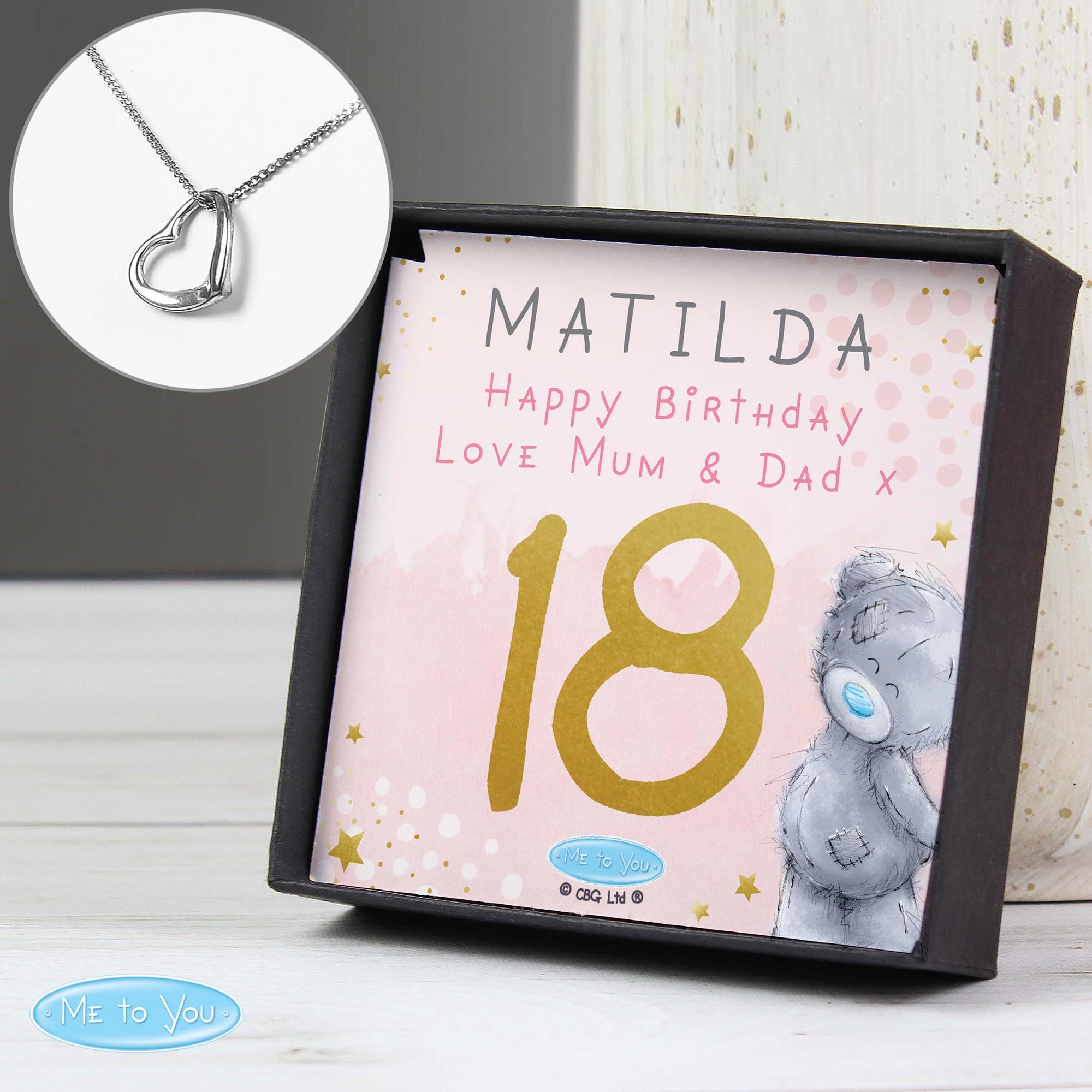 Personalised Me To You Birthday Silver Tone Necklace & Box