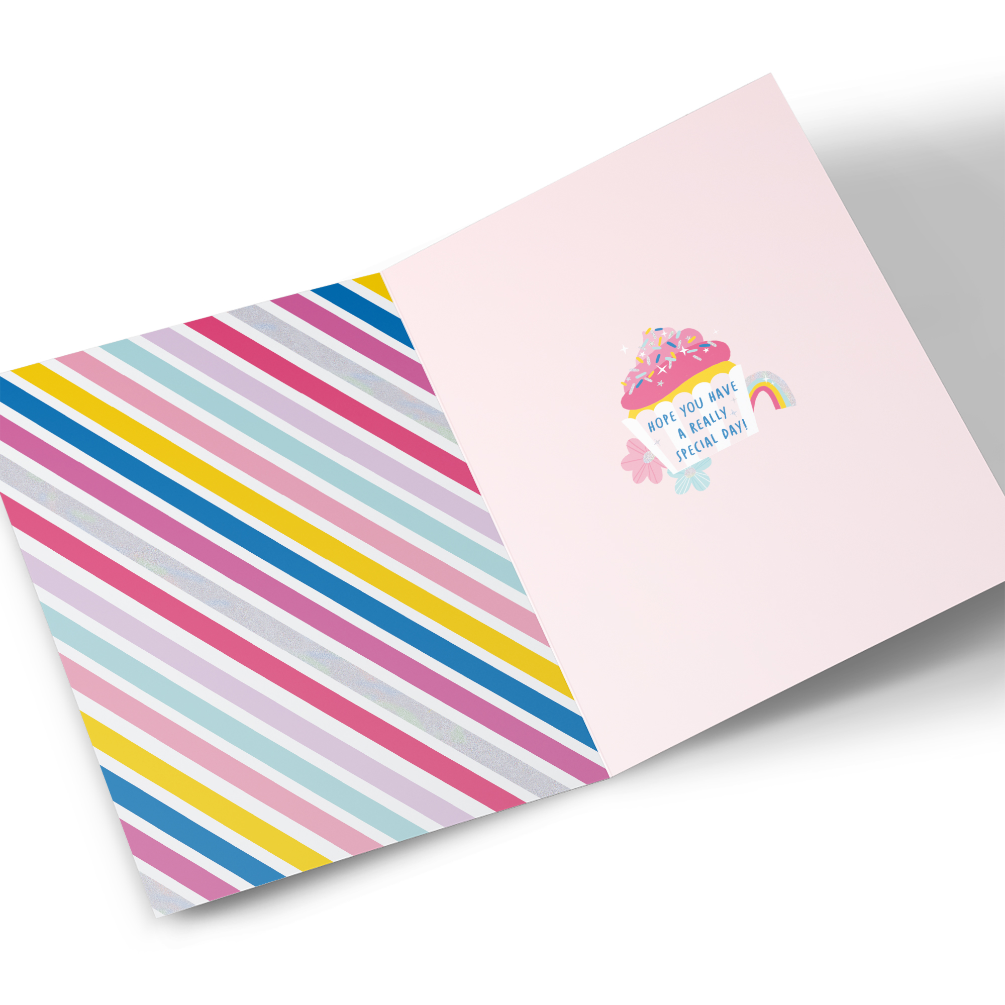 1st Birthday Card - Rainbow Unicorn Cupcake