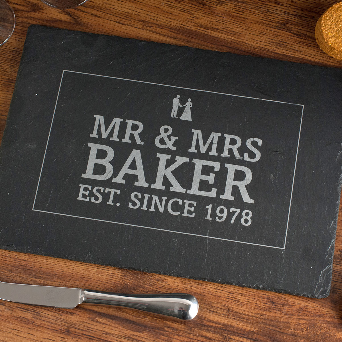 Personalised Engraved Slate Cheeseboard - Anniversary