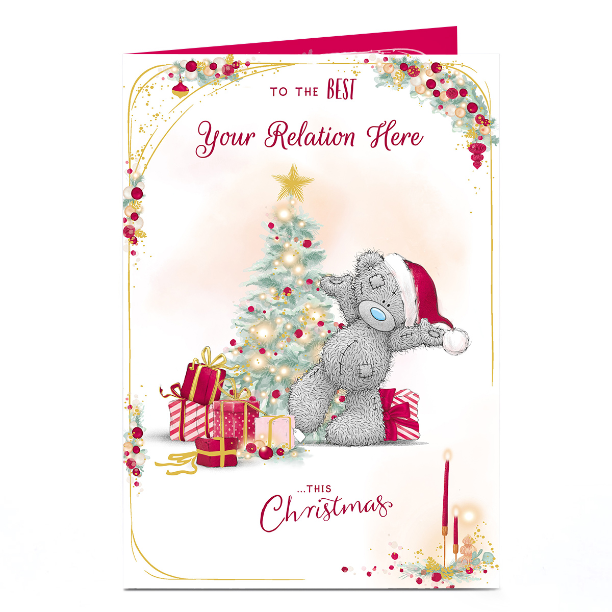 Personalised Tatty Teddy Christmas Card - To The Best, Any Relation