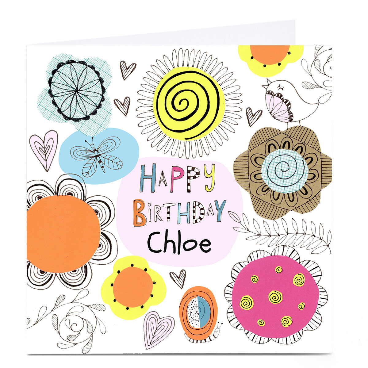 Personalised Lindsay Loves To Draw Birthday Card - Wildflowers
