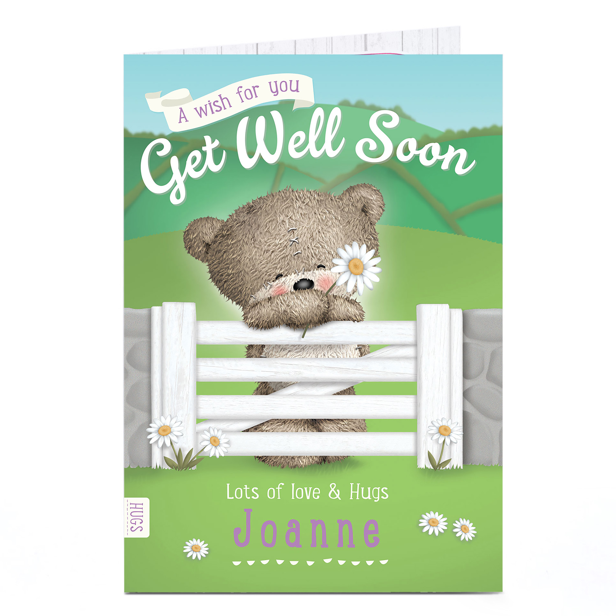 Personalised Hugs Bear Get Well Soon Card - Garden Gate