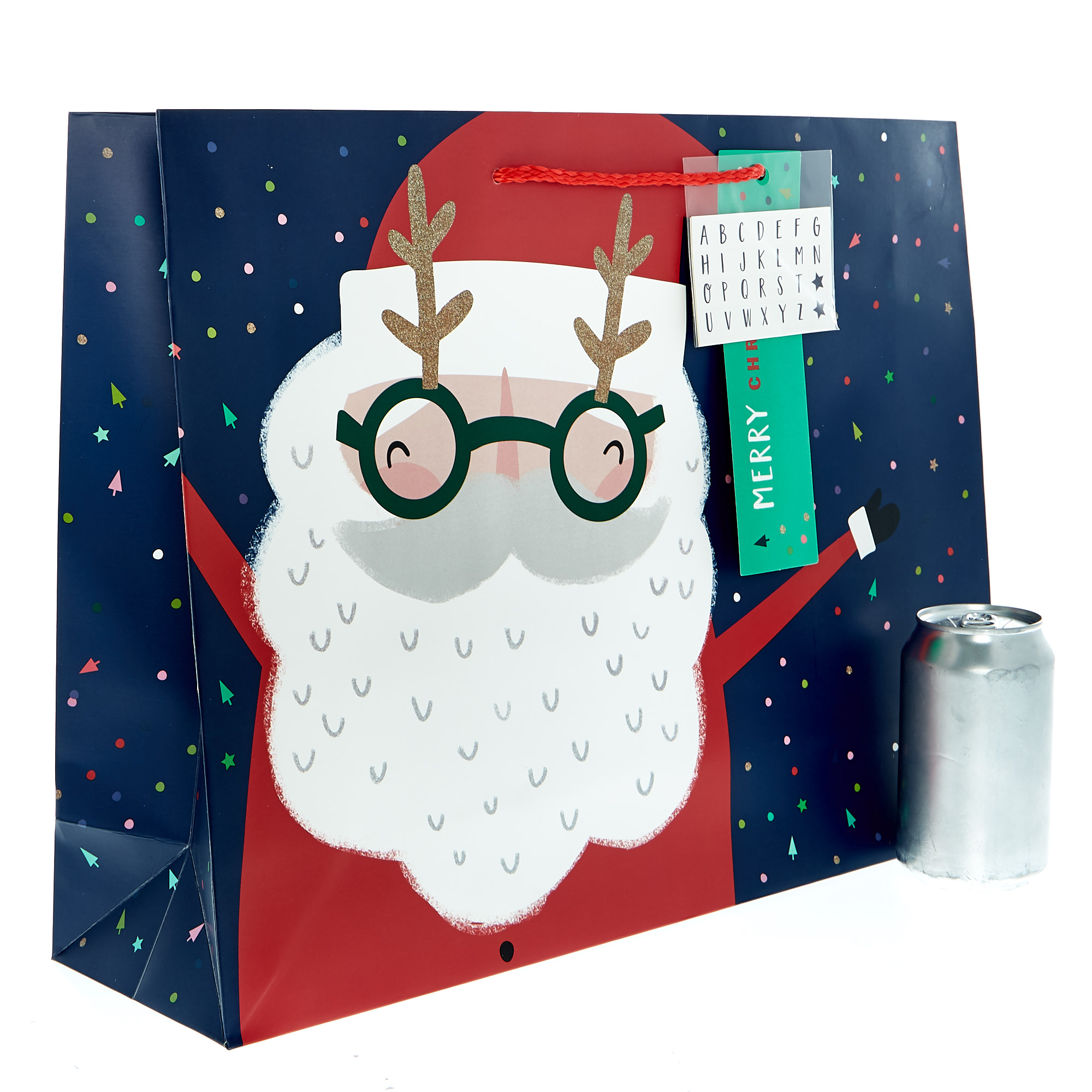 Extra Large Landscape Santa Christmas Gift Bag & Stickers