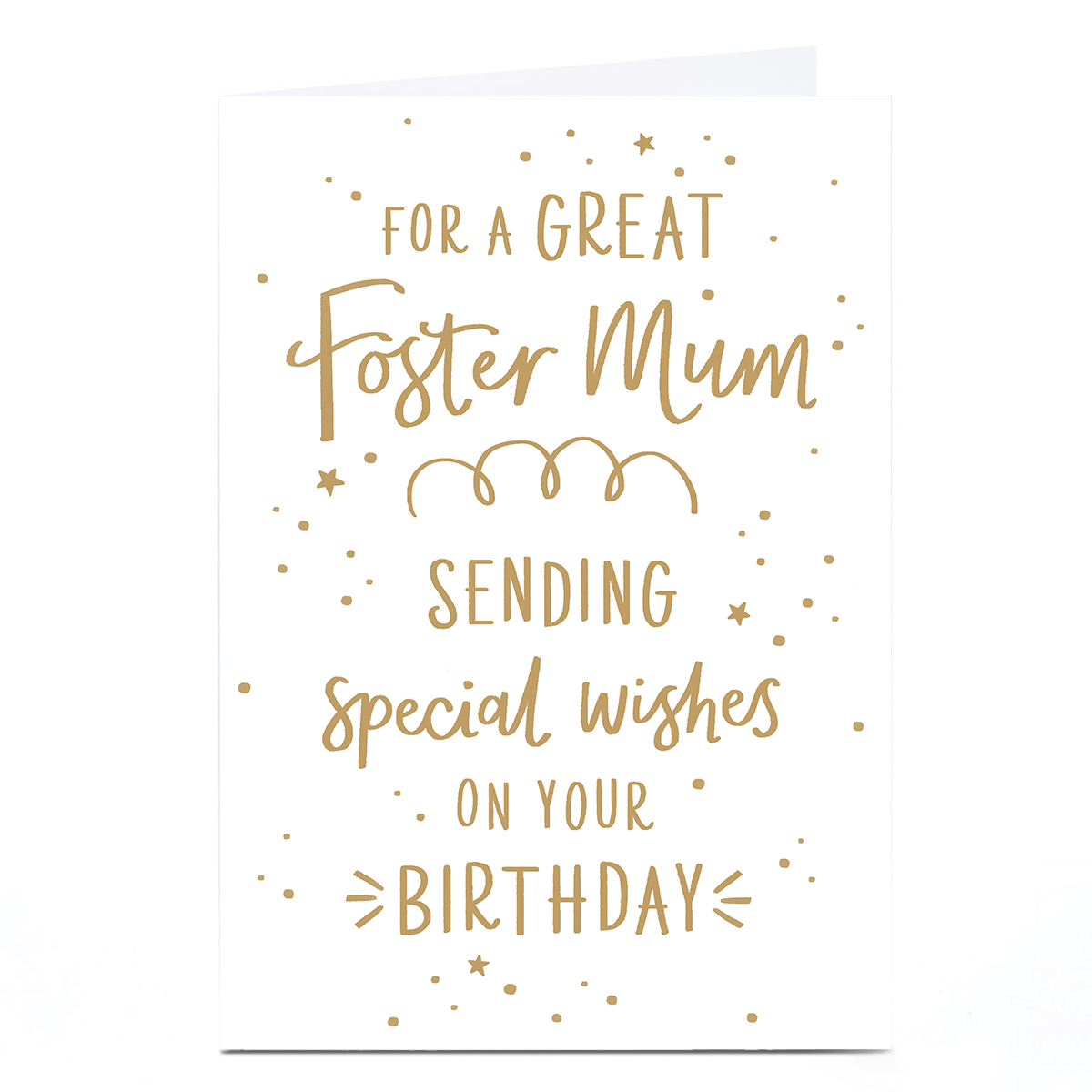 Birthday Card - Special Wishes and Gold Stars, Foster Mum