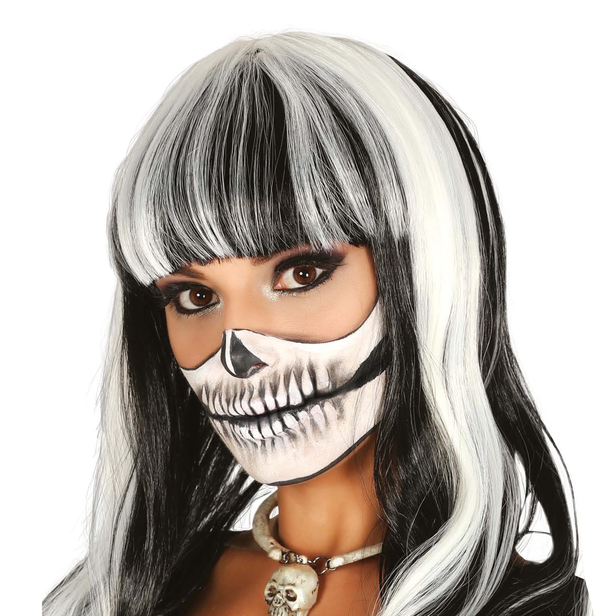 Fancy Dress Black & White Long Hair Wig 