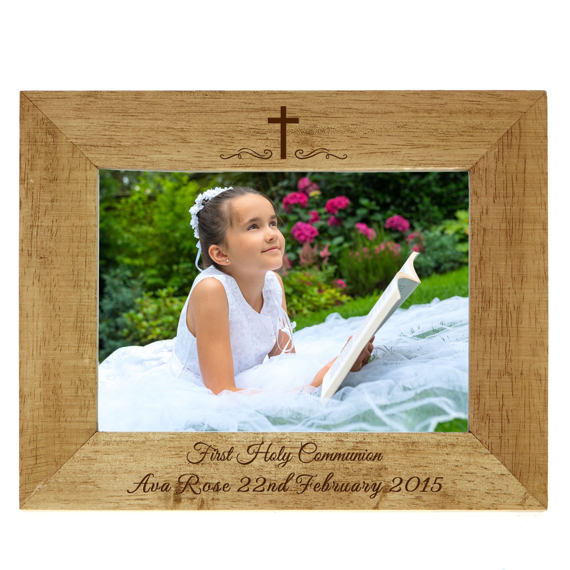 Personalised Engraved Wooden Photo Frame - Holy Communion