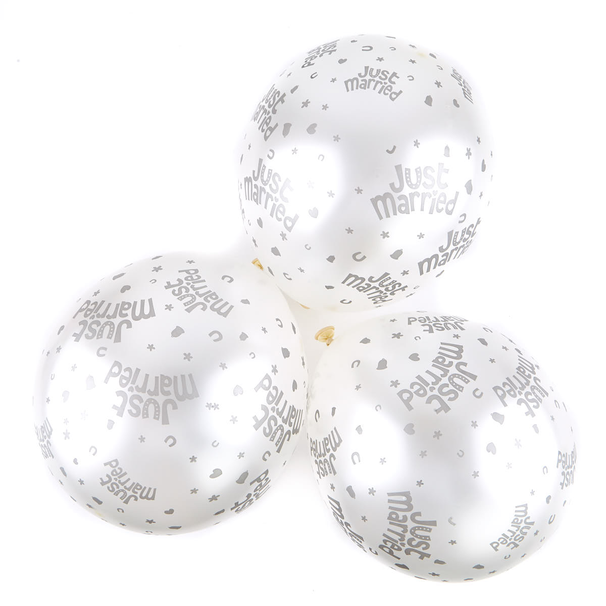 Metallic White Wedding Helium Latex Balloons - Pack Of 6