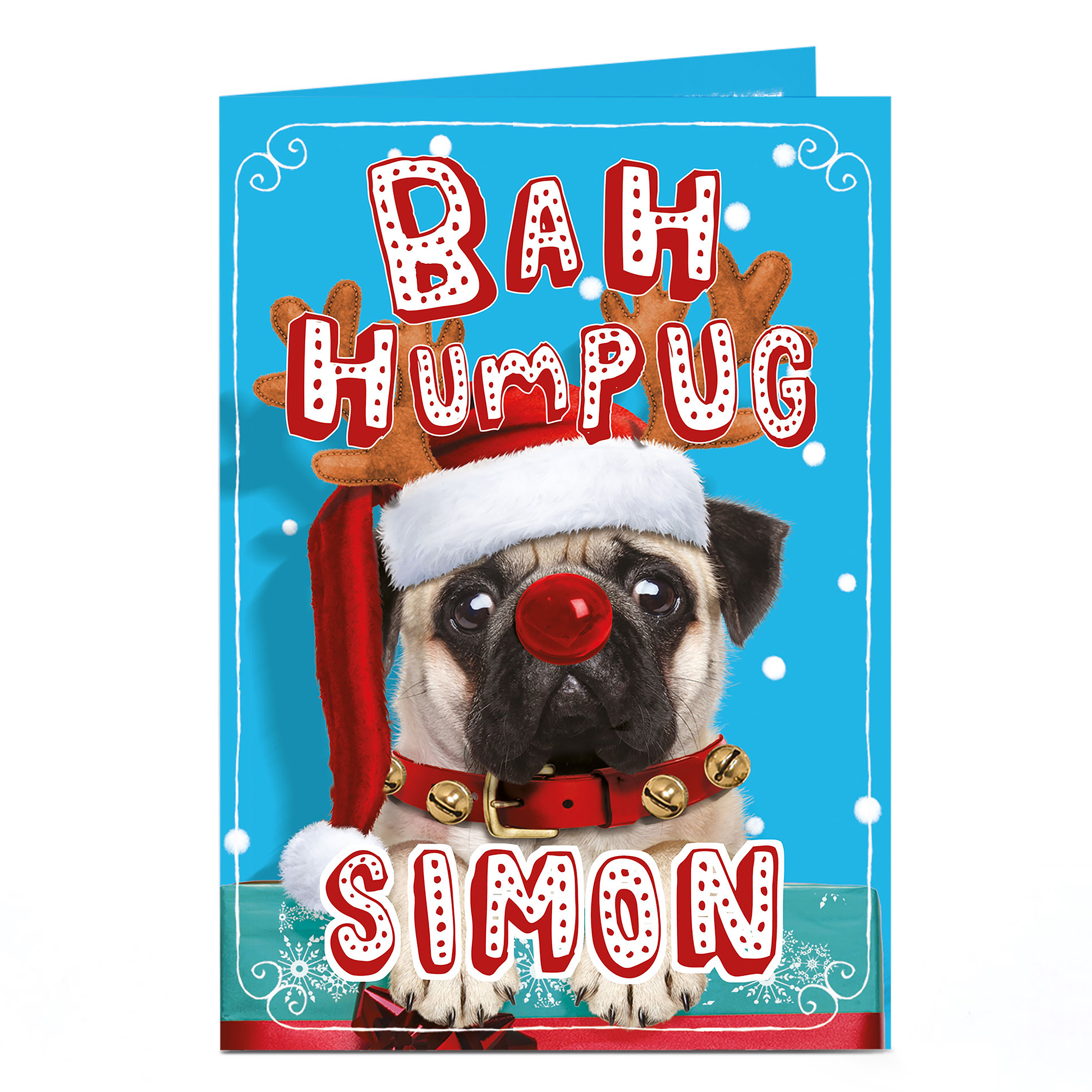 Personalised Christmas Card - Bah HumPUG
