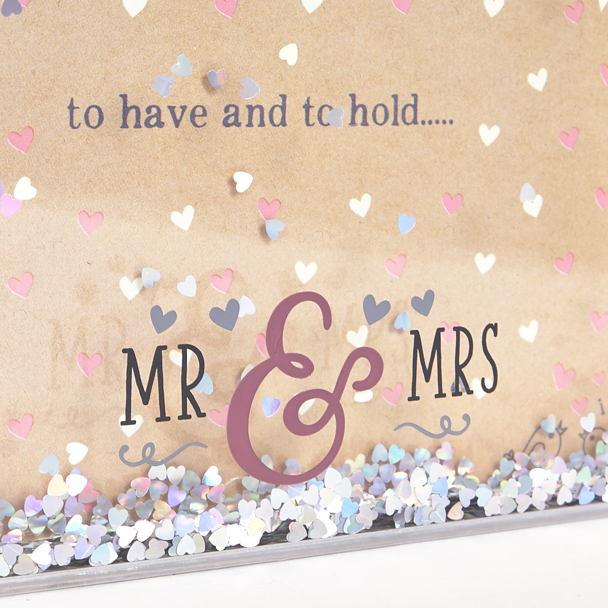 Mr & Mrs Glitter Heart Water Photo Frame