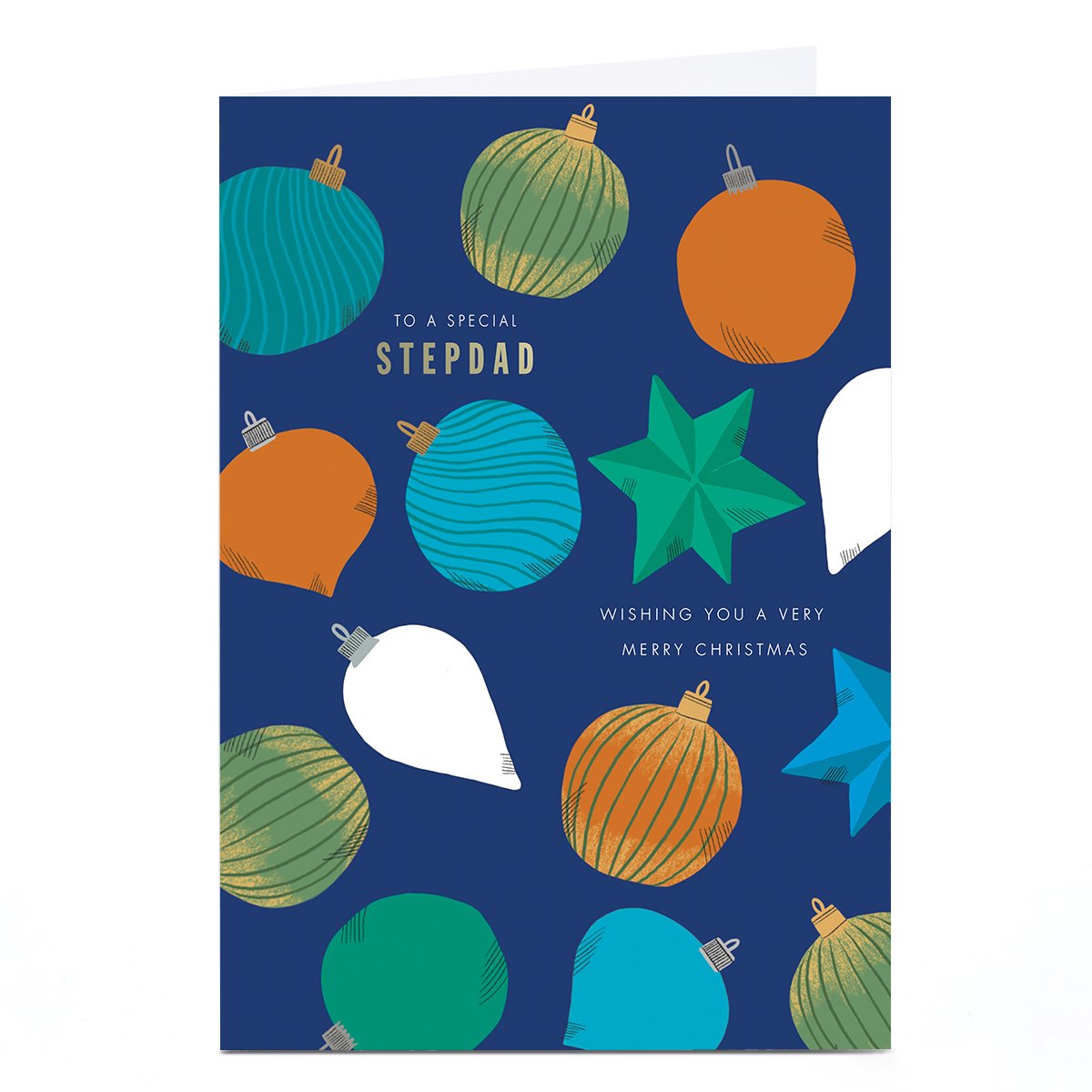 Christmas Card - Classic Baubles, Stepdad,  Christmas Card - Classic Baubles, Stepdad