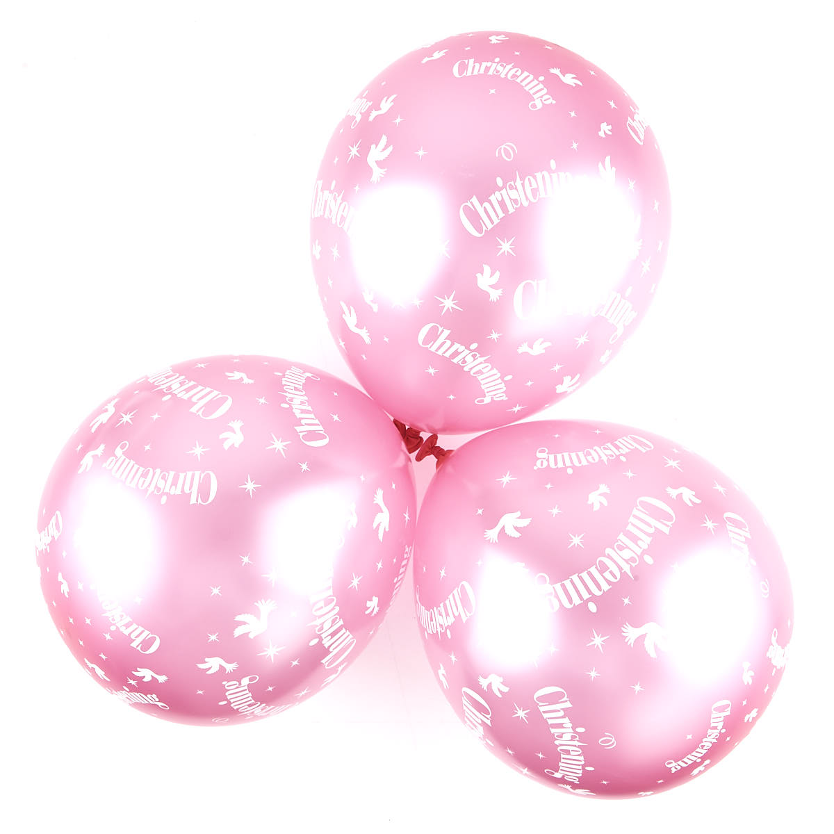 Metallic Pink Christening Latex Balloons - Pack Of 6